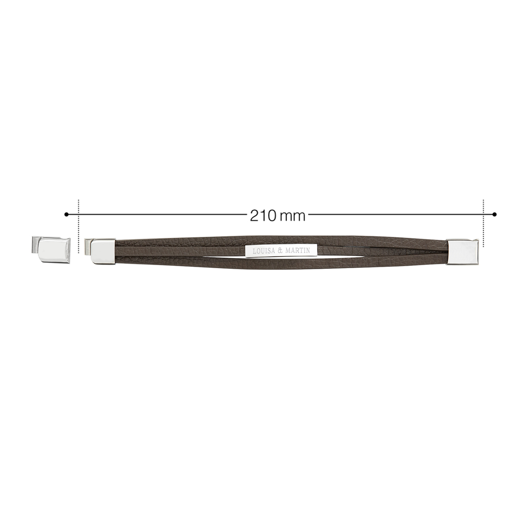 Gewickeltes Lederarmband braun - Zwei Namen 3731 - 2