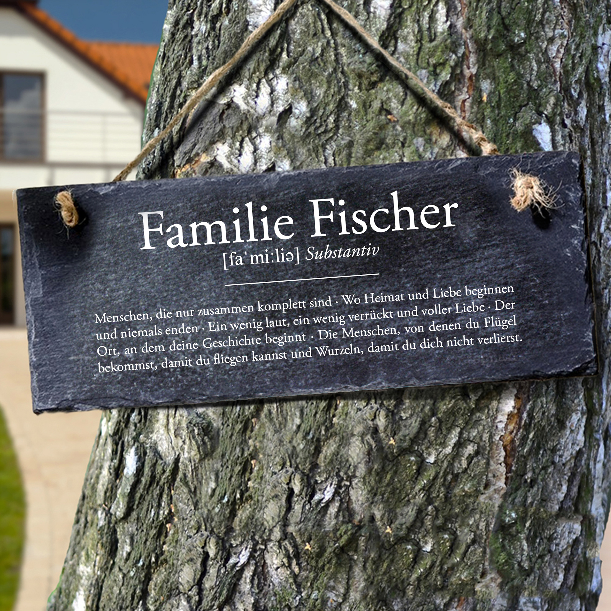 Schiefertafel mit Gravur - Definition Familie 4012