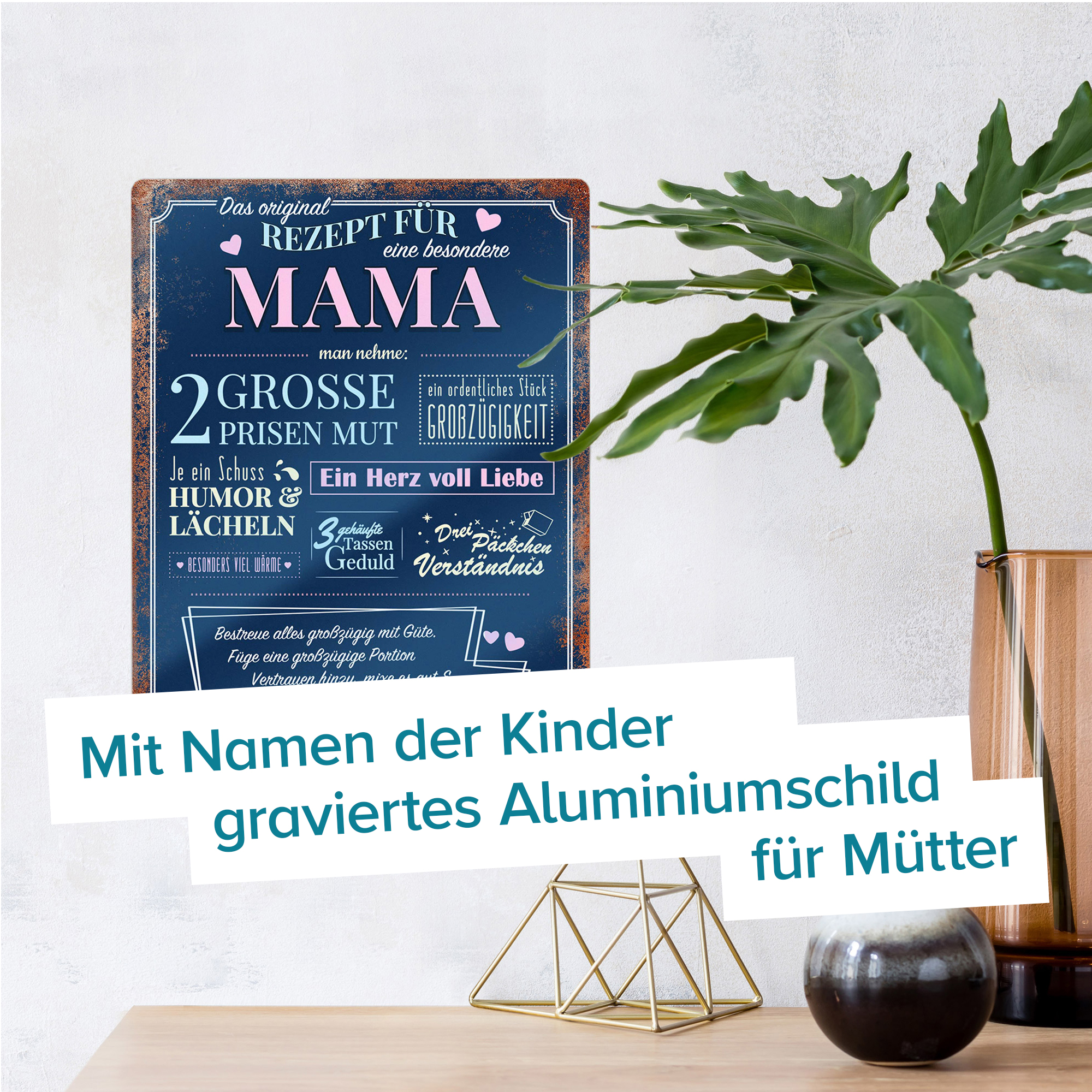 Personalisiertes Blechschild - Rezept Mama