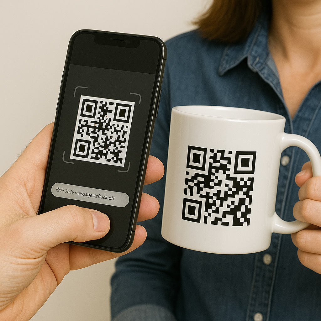 Geheimtasse mit QR-Code – Scanne & erhalte „Fuck off“