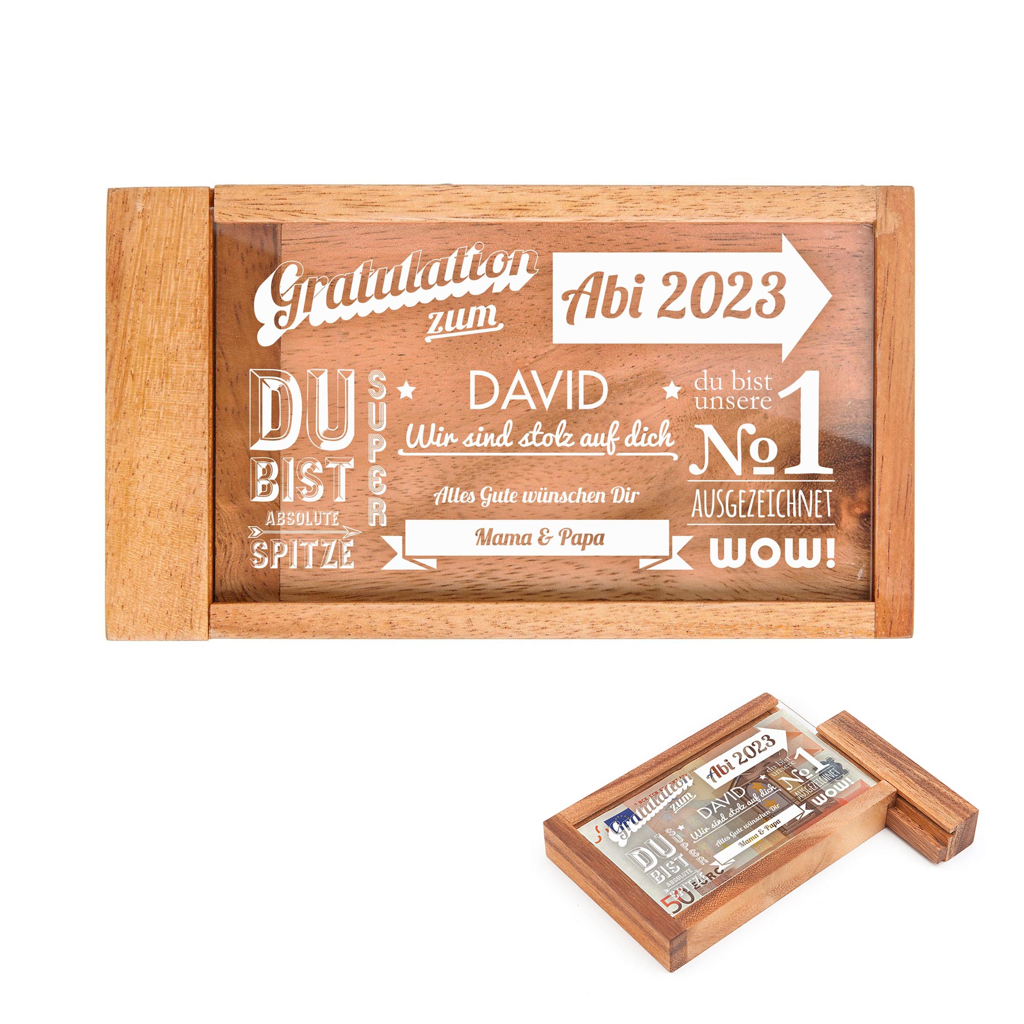 Magische Geldgeschenkbox zum Abitur - Collage