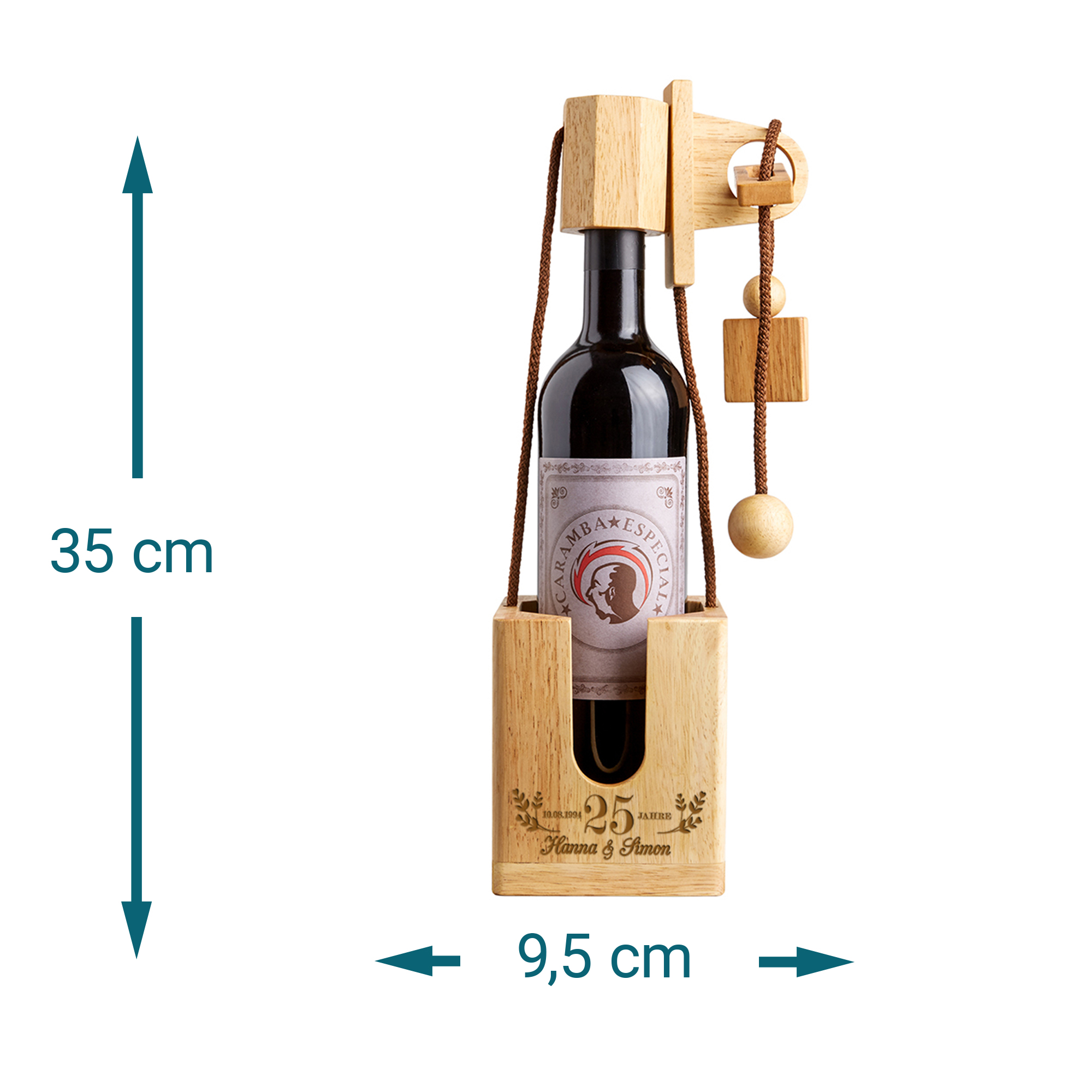 Graviertes Edelholz Flaschenpuzzle Hell zur Silberhochzeit 216-85-MZ - 7