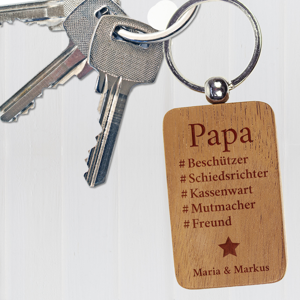 Schlüsselanhänger graviert - Hashtag Papa 2444