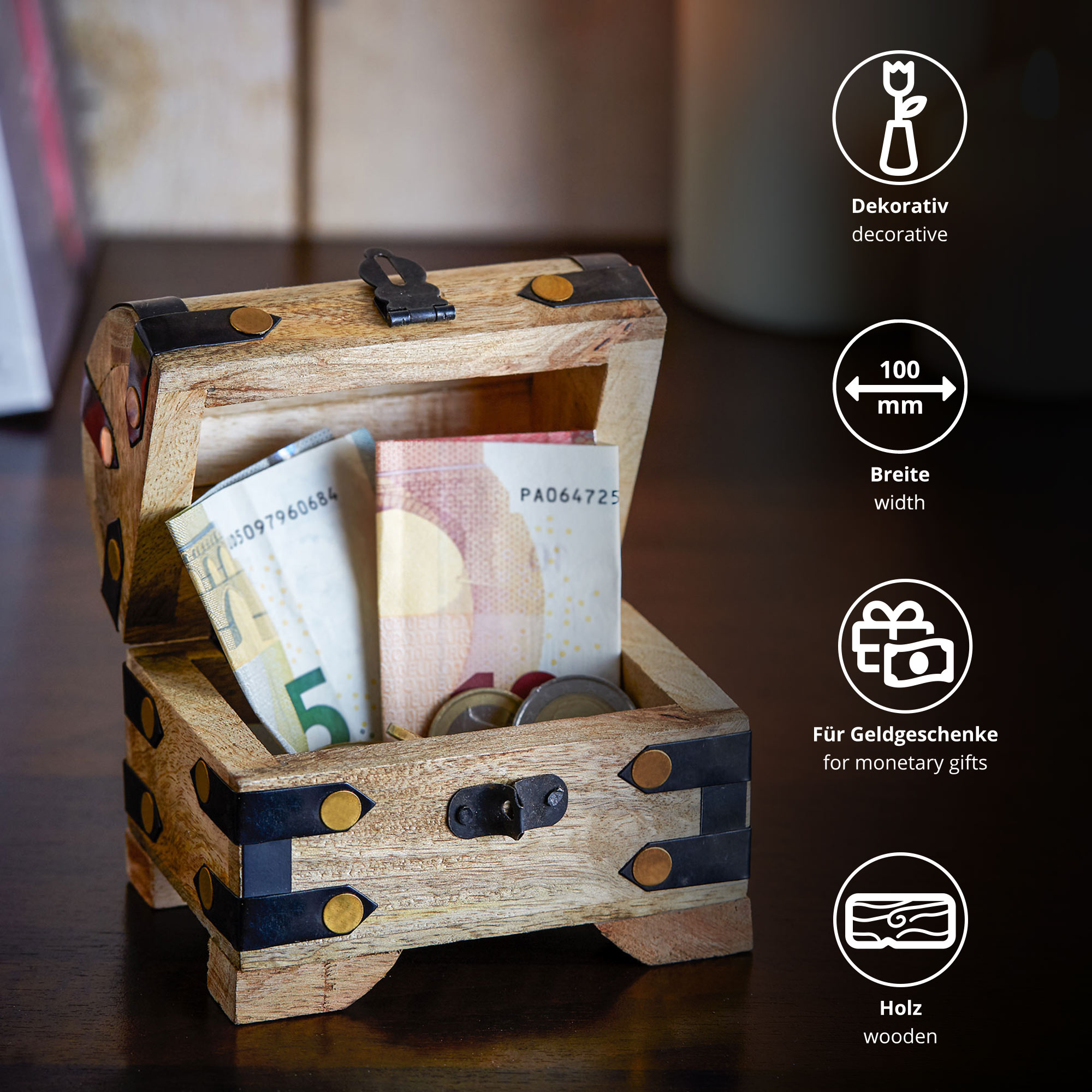 Mini Geld Schatztruhe - Hell