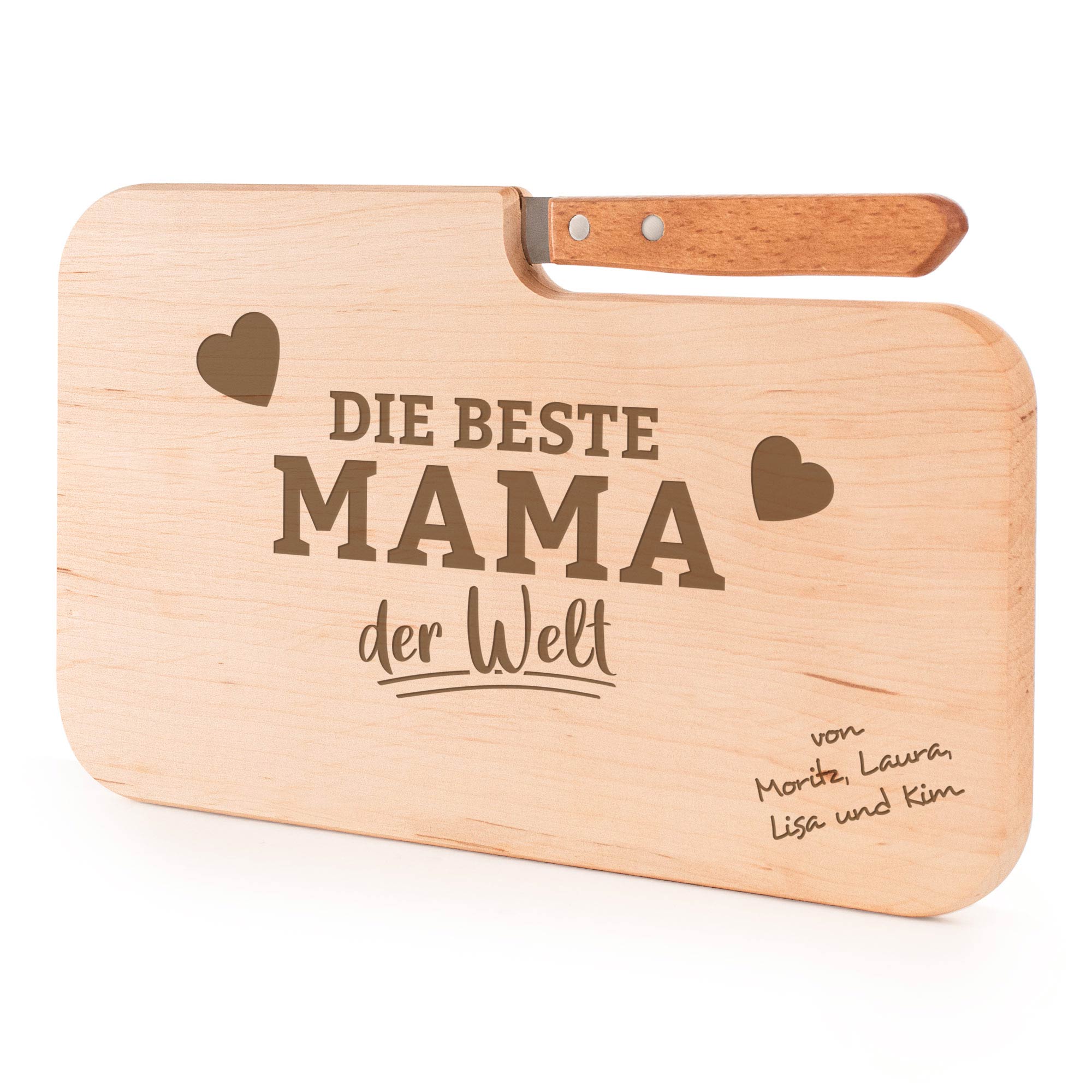 Frühstücksbrett mit Messer für Beste Mama - Name