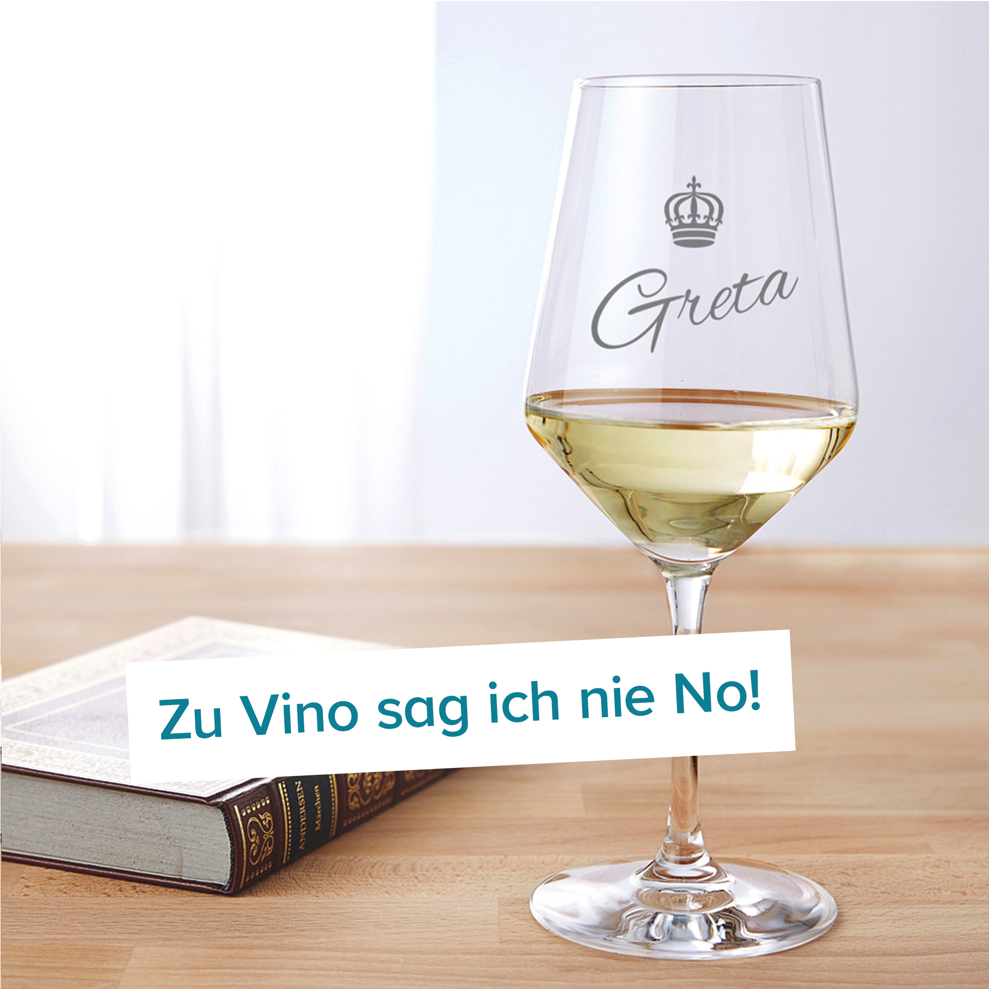 Weißweinglas mit Gravur - Königin Krone 2114 - 5
