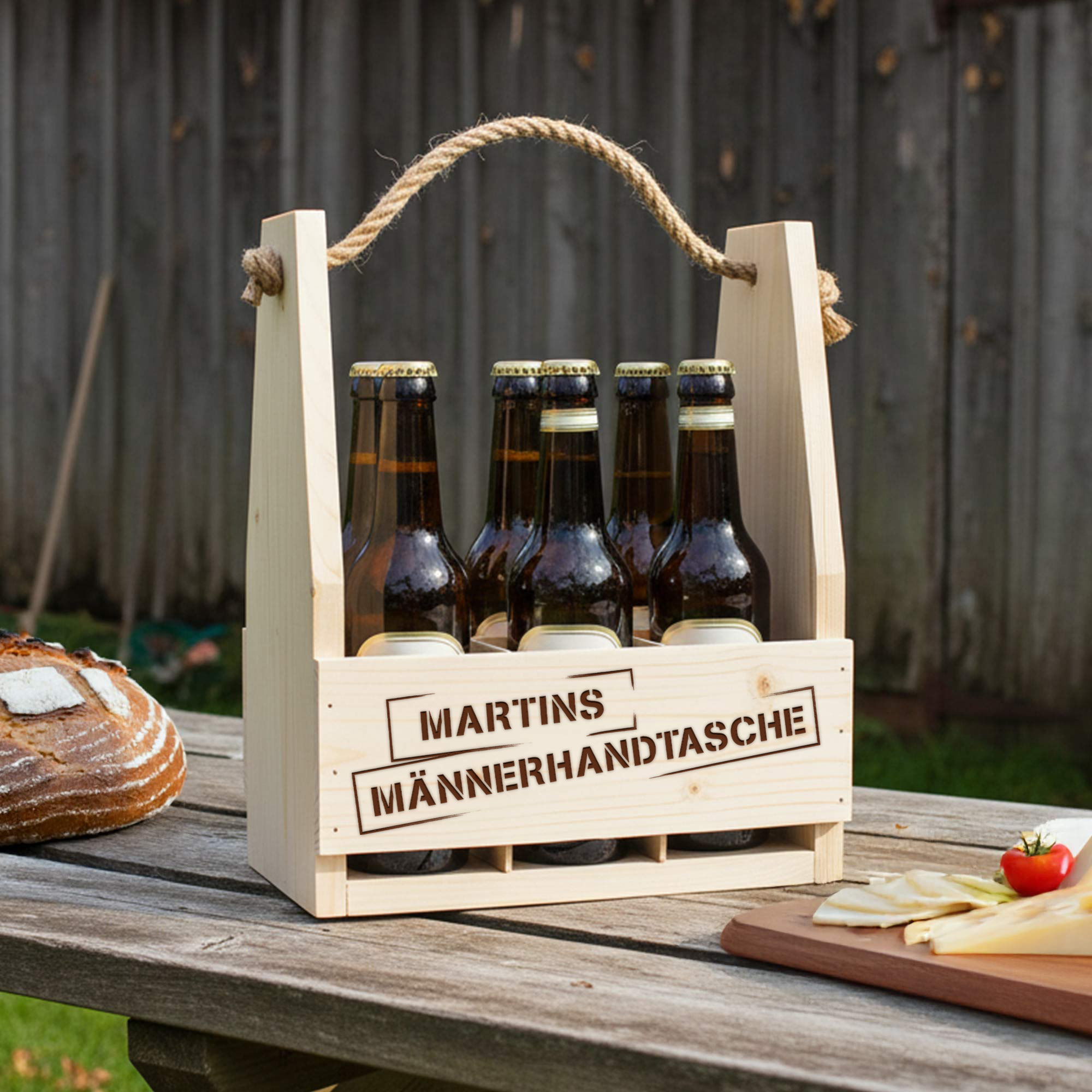 Flaschenträger mit Gravur - Männerhandtasche