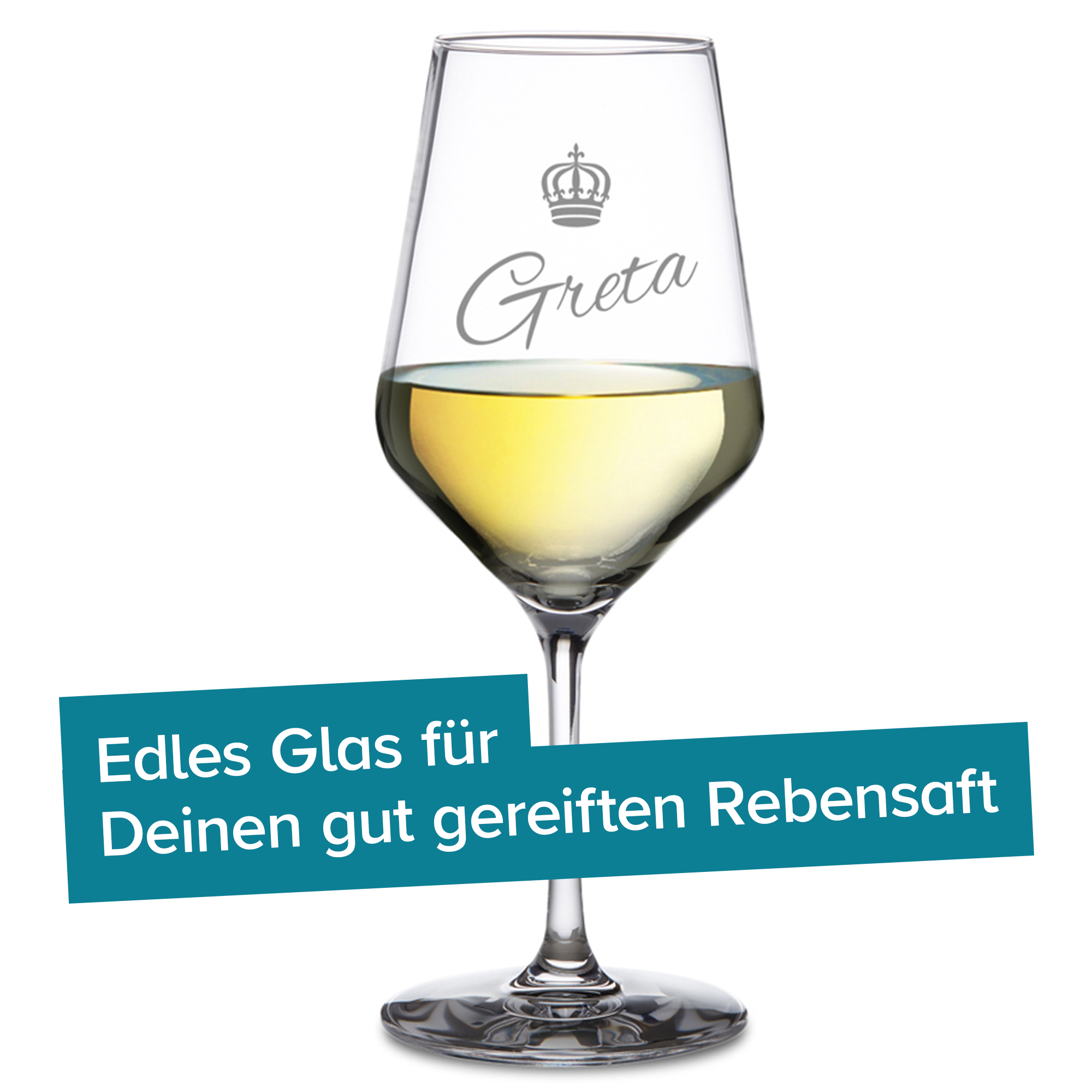 Weißweinglas mit Gravur - Königin Krone 2114 - 2