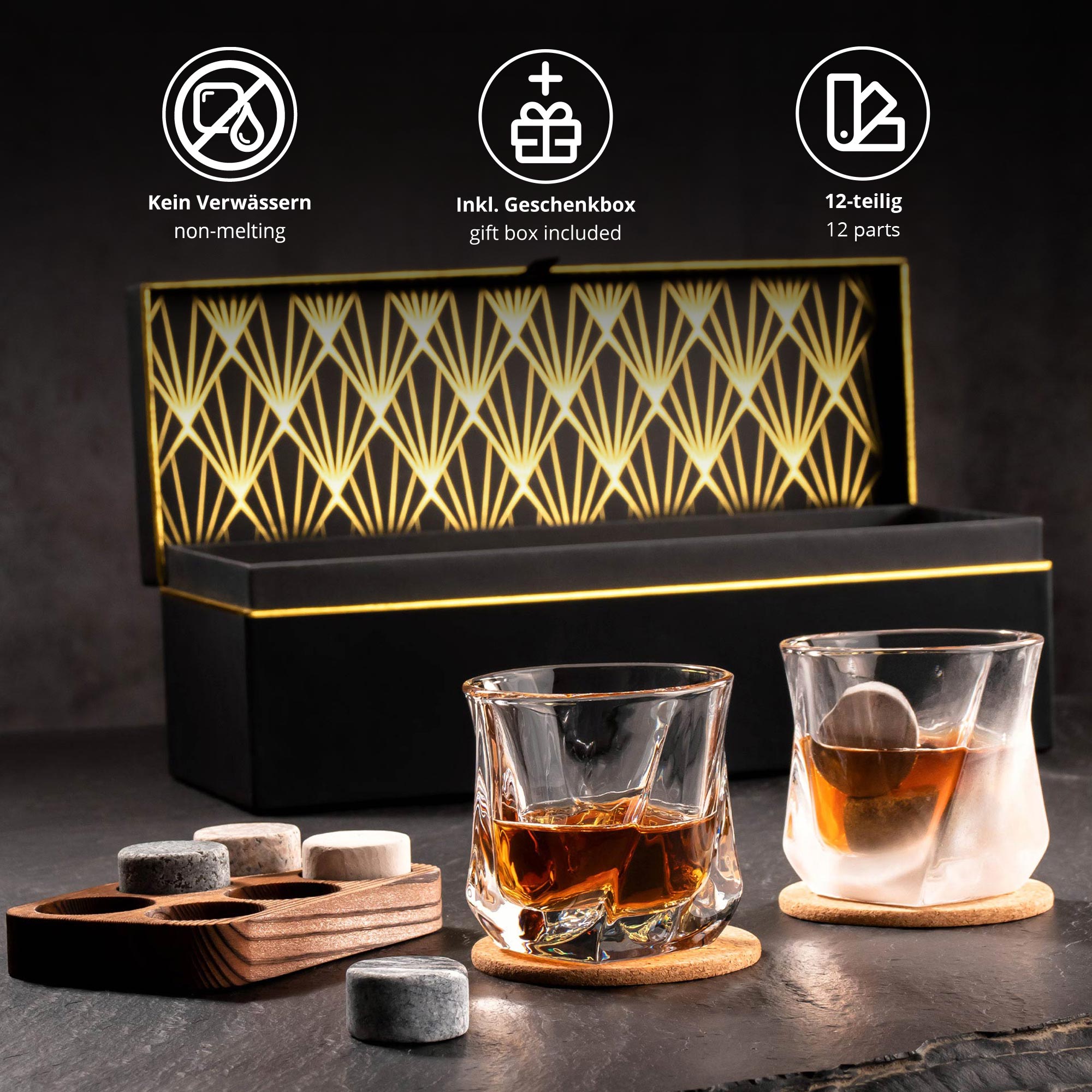 Whisky Set in edler Geschenkbox - Kompass Gravur 0021-0002-EU-0001 - 3