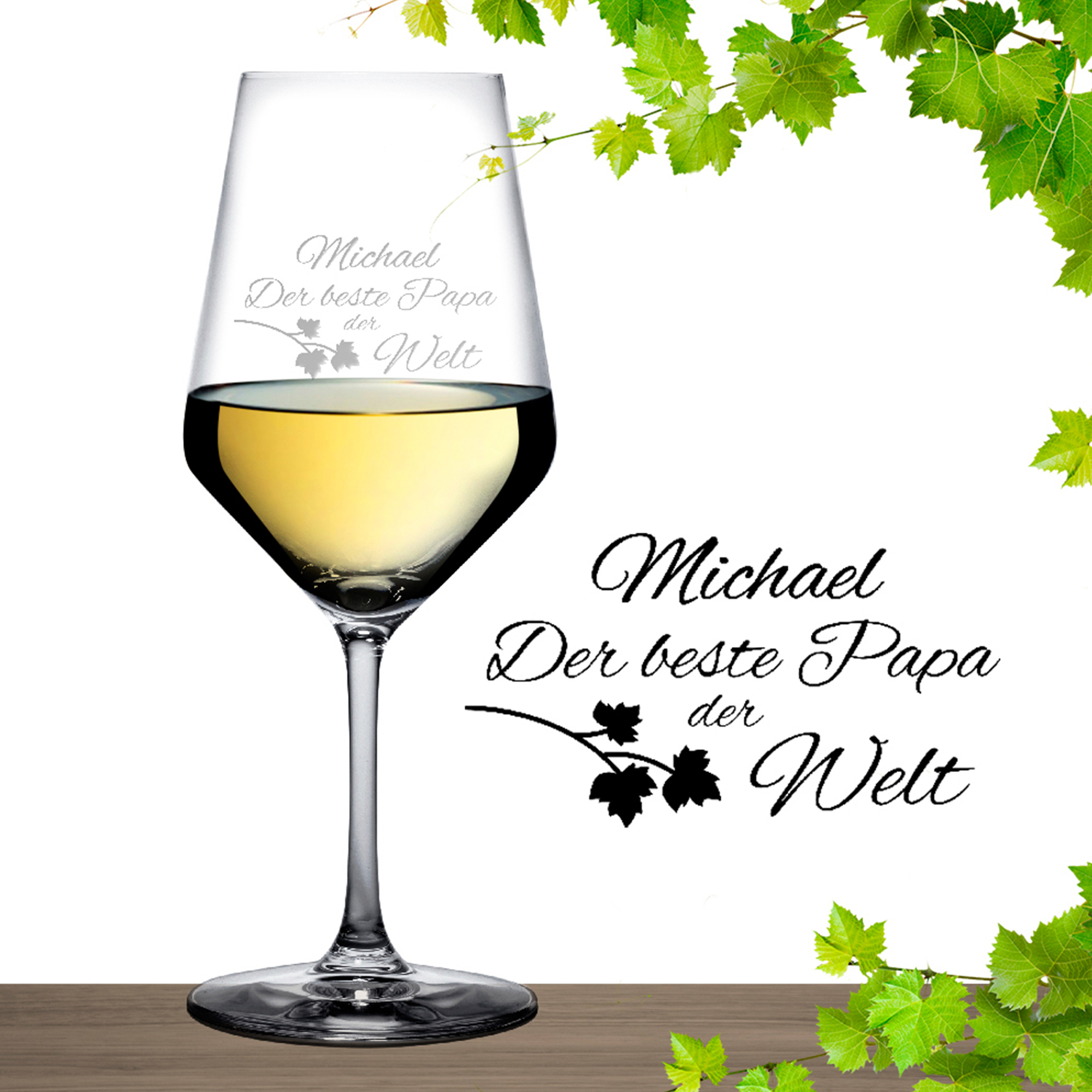 Weißweinglas mit Gravur - Bester Papa 1516 - 4