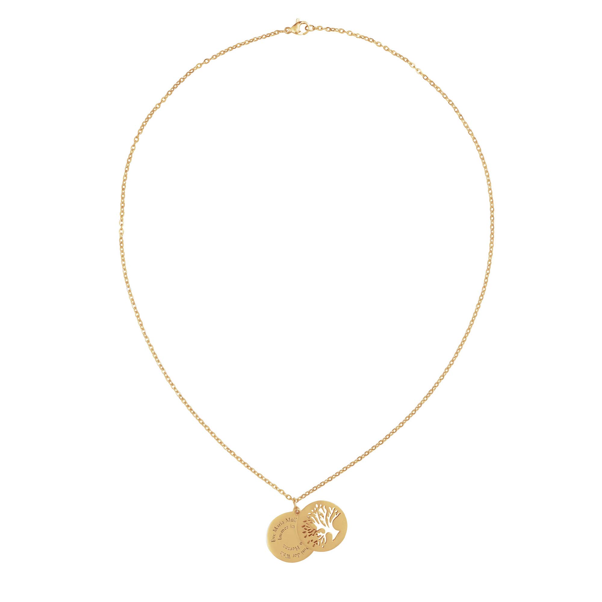 Personalisierte Kette Gold mit 2 Anhängern - Lebensbaum