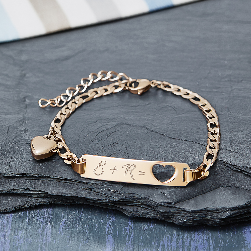 Armband mit Herzstanze Gold - Initialengravur