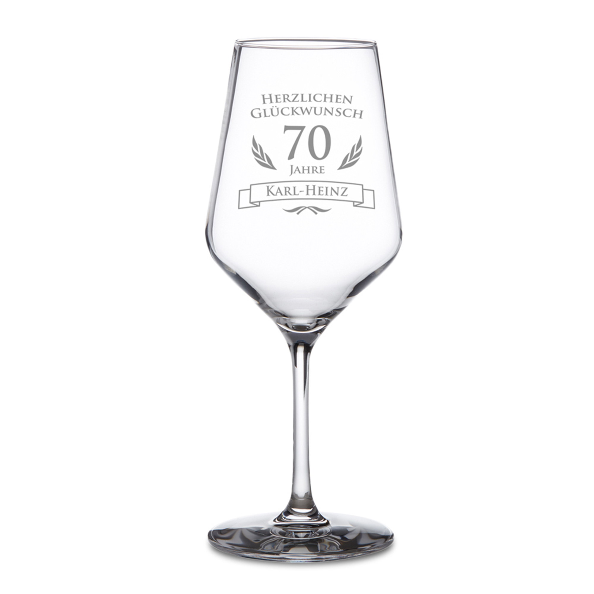Weißweinglas zum 70. Geburtstag