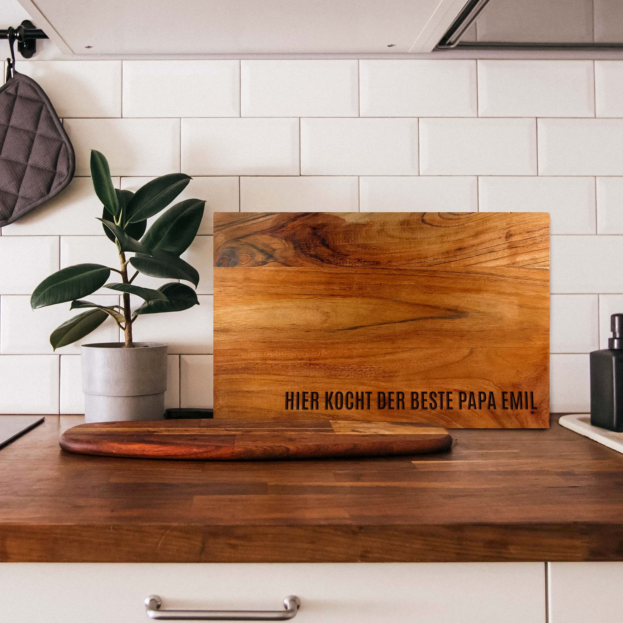 Personalisierter Schneideblock mit Griffmulden Personalisierter Schneideblock mit Griffmulden