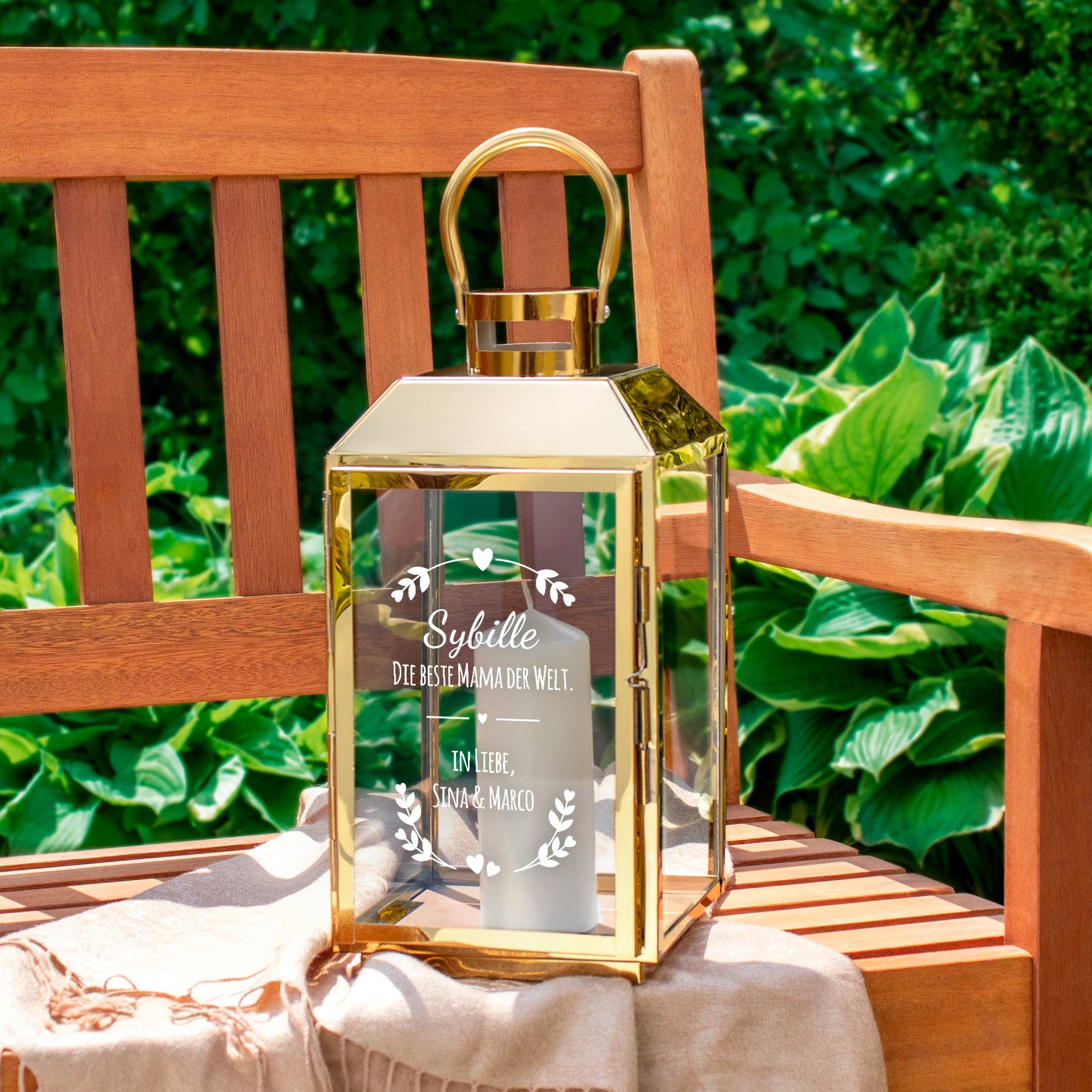 Laterne - Gold - Beste Mama - Personalisiert Laterne - Gold - Beste Mama - Personalisiert