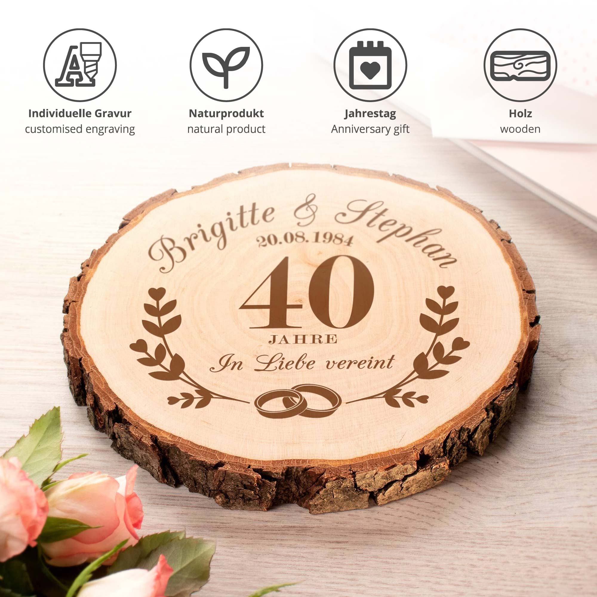 Baumscheibe - Rubinhochzeit - Personalisiert