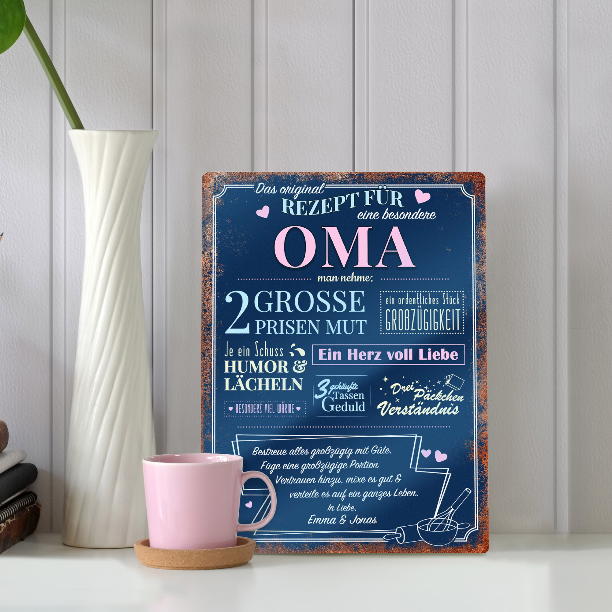 Personalisiertes Blechschild - Rezept Oma 4020