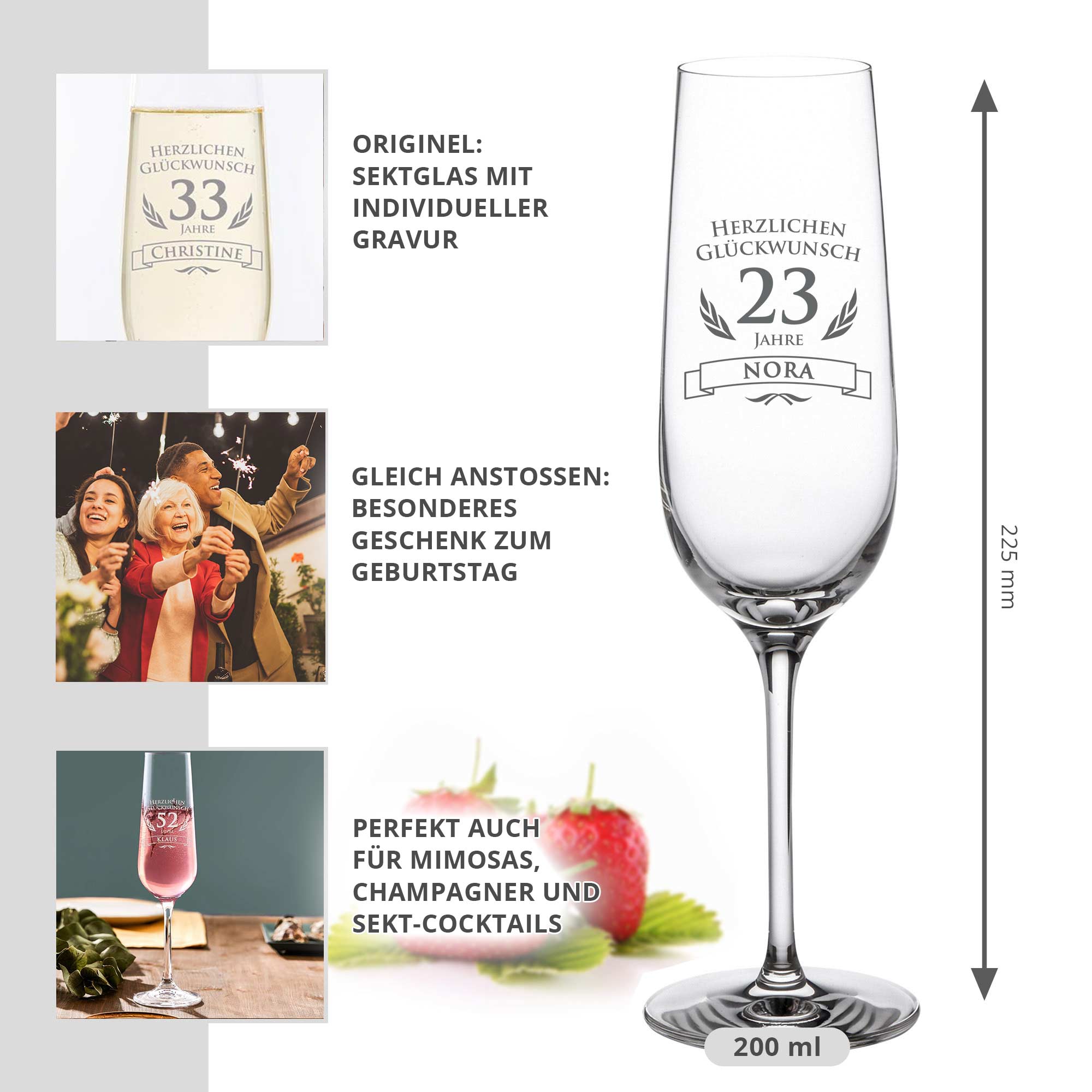 Sektglas zum Geburtstag