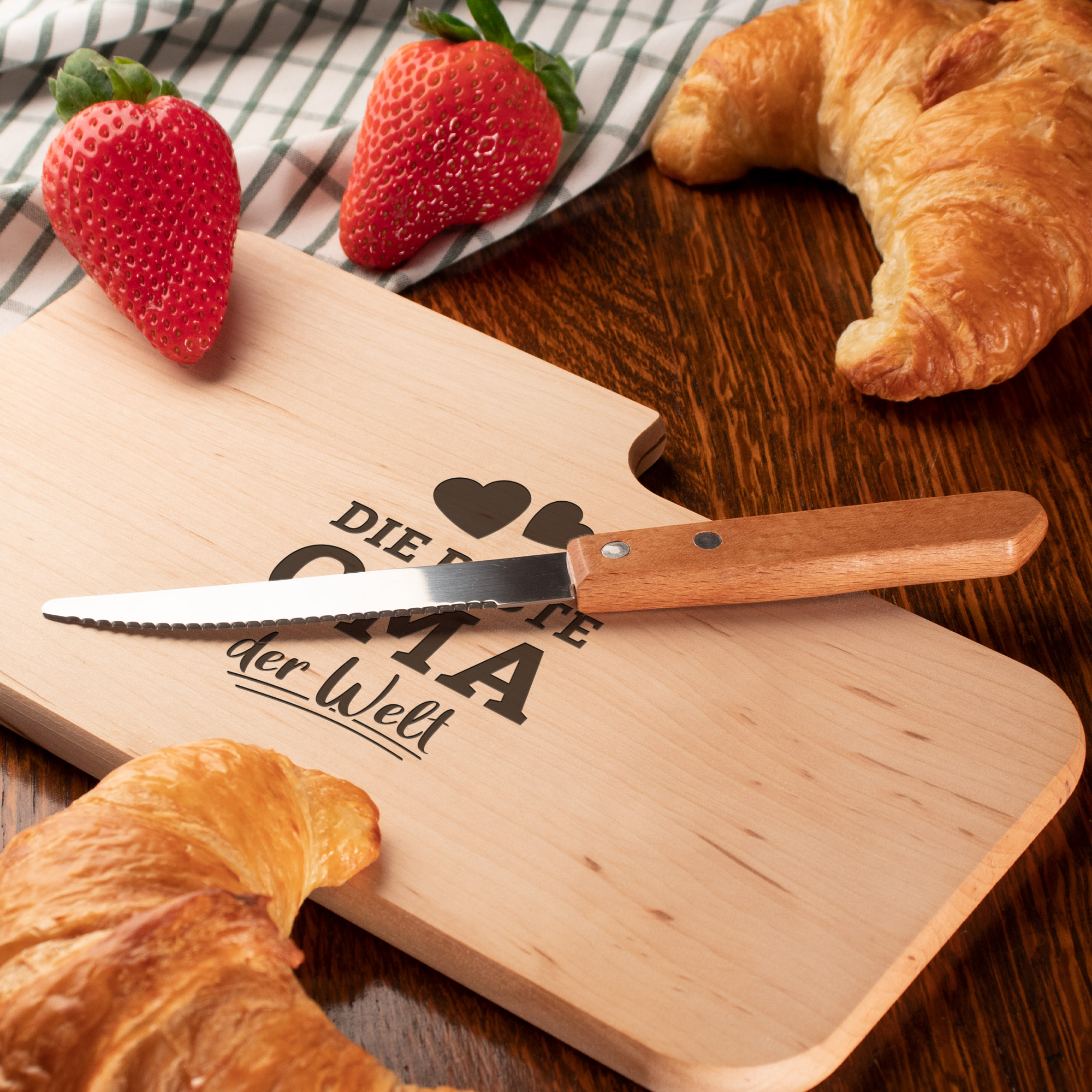 2er Set Frühstücksbrett mit Messer - Die besten Großeltern