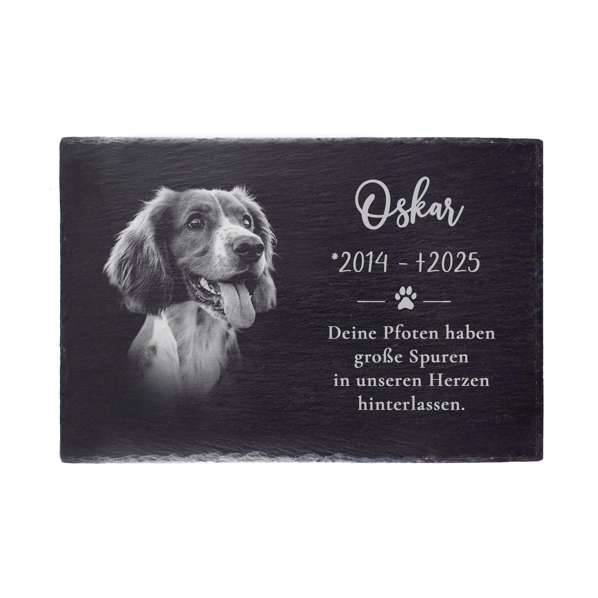Grabplatte zur Trauer Hund & Katze - Schiefer Gedenktafel mit Foto