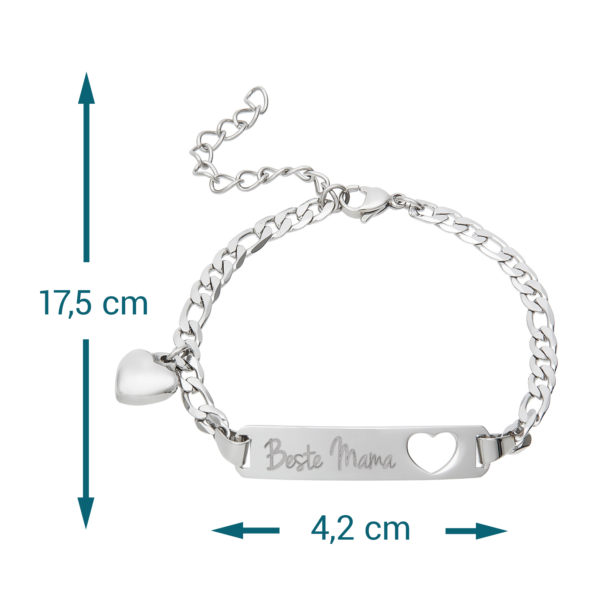 Silber Armband mit Herzstanze - Beste Mama 427-180-MZ - 8