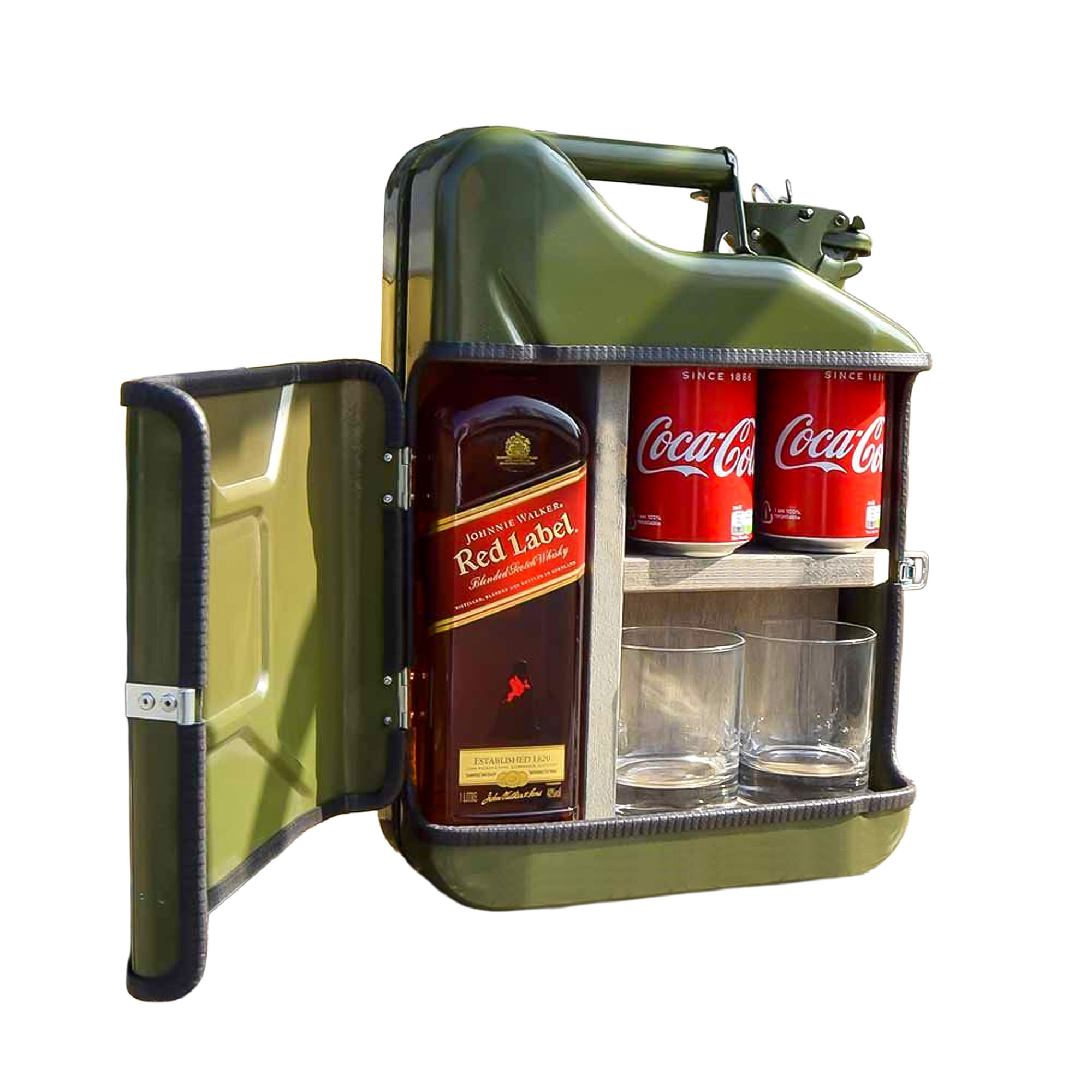 Personalisierte 10l Kanisterbar - grüne Mini Bar mit Barschrank 3-teilig