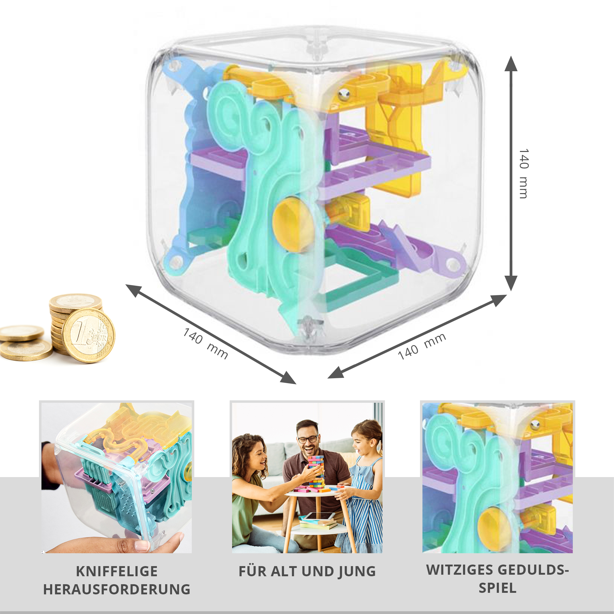 Magischer Würfel mit 3D Kugellabyrinth 2166-MZ - 1