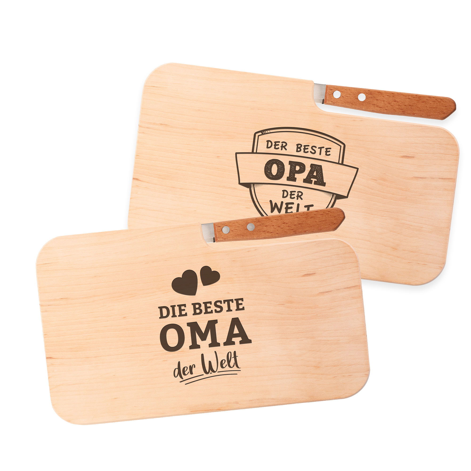 2er Set Frühstücksbrett mit Messer - Die besten Großeltern