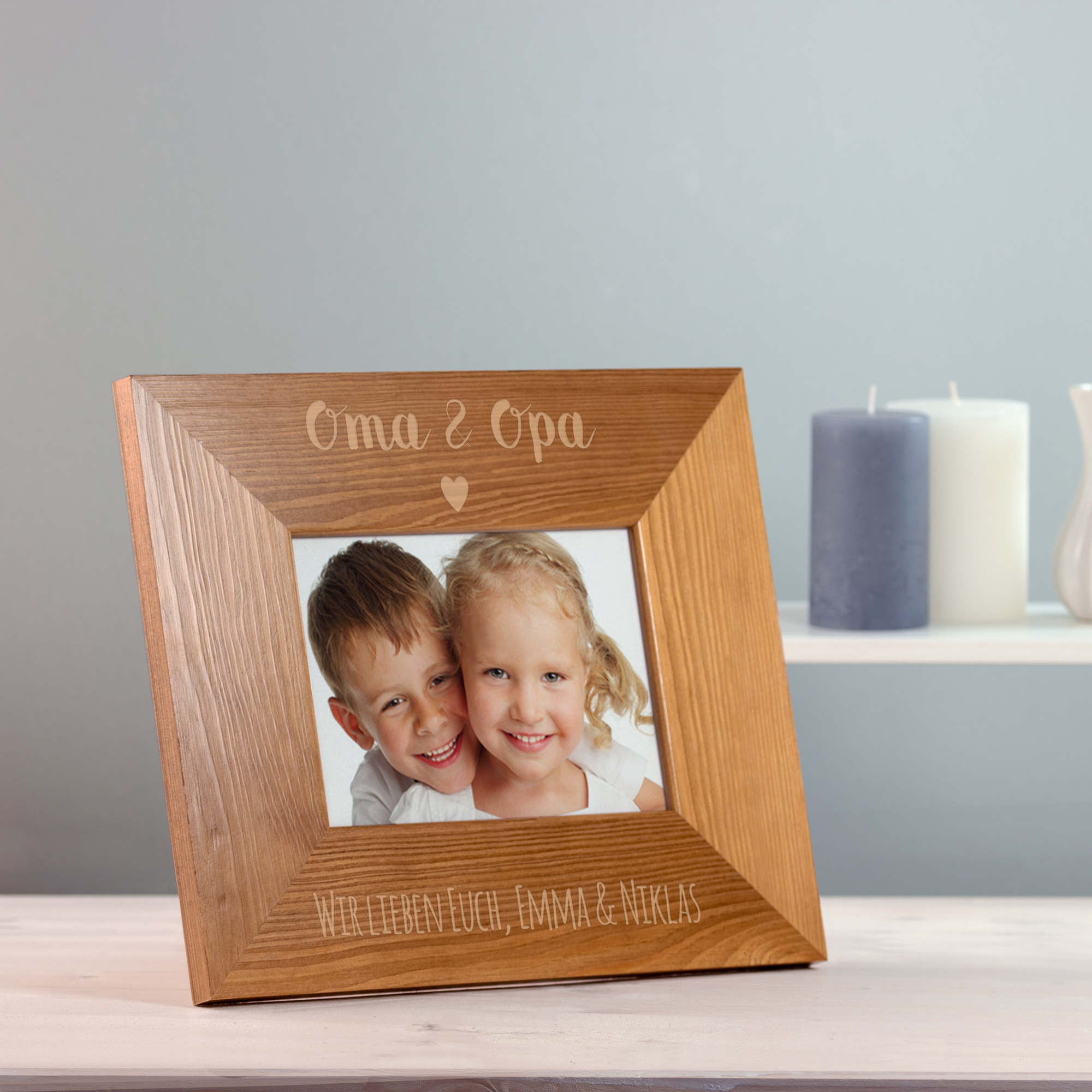 Personalisierter Bilderrahmen - Oma & Opa mit Herz