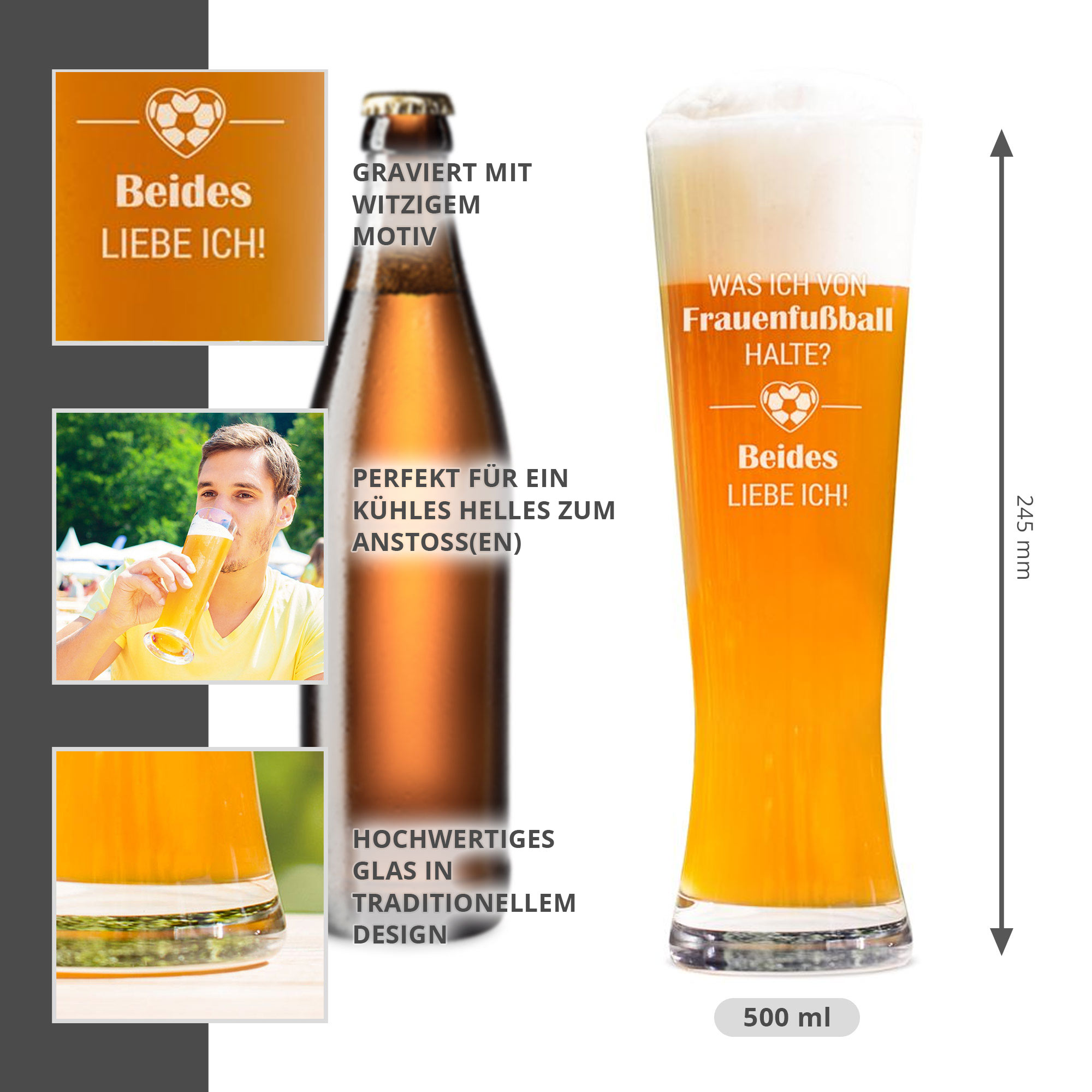 Weizenglas mit Gravur - Frauenfußball