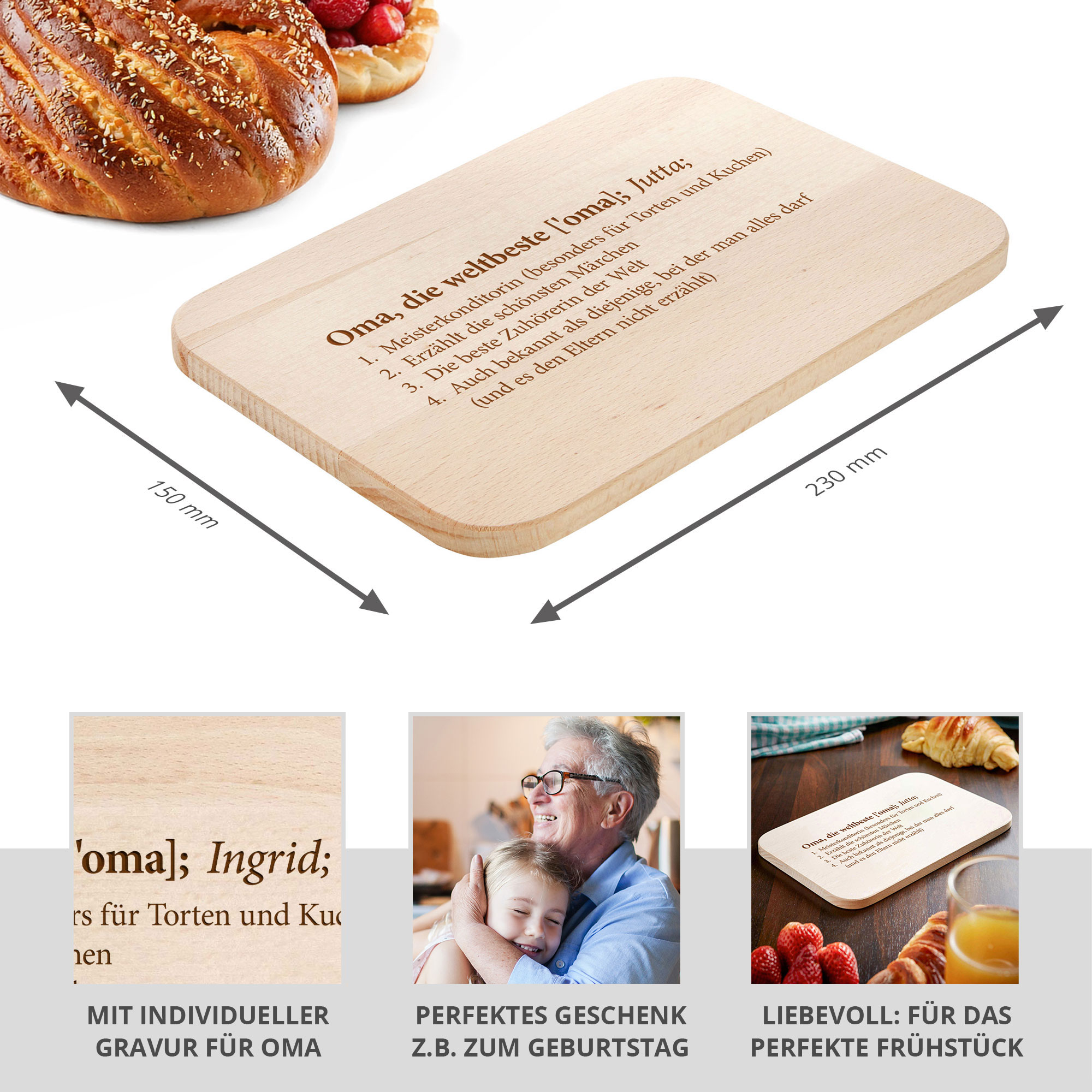 Frühstücksbrett mit Gravur - Definition Weltbeste Oma