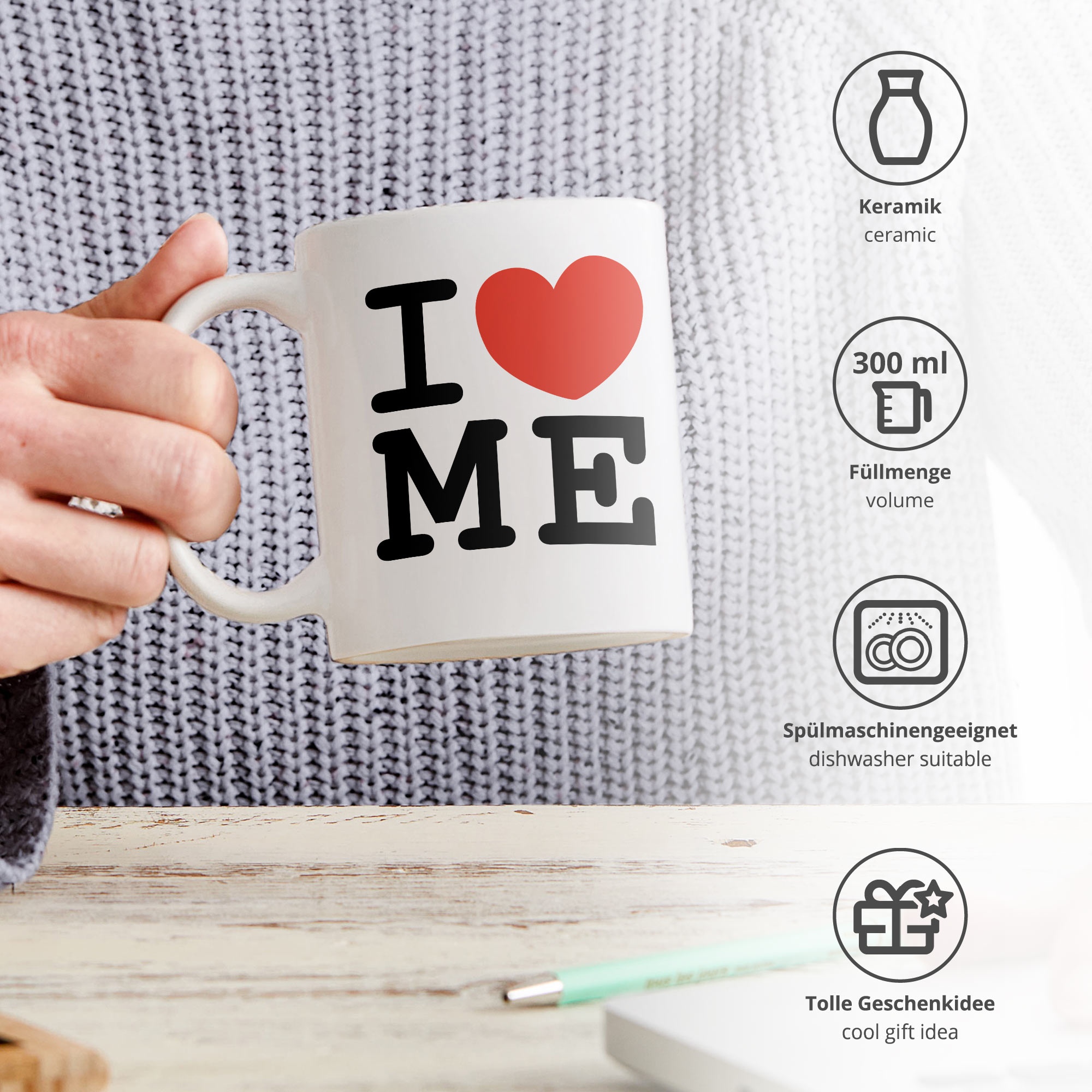 Kaffeetasse "I LOVE ME"