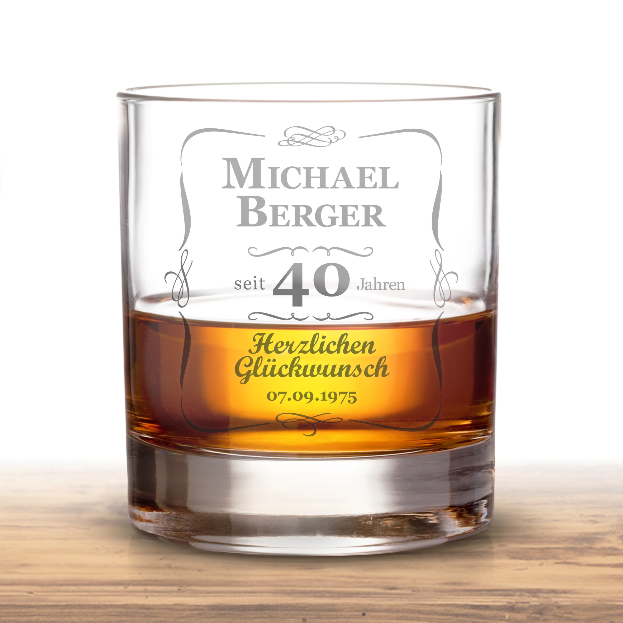 Whiskyglas 40. Geburtstag - klassisch 1470 - 2