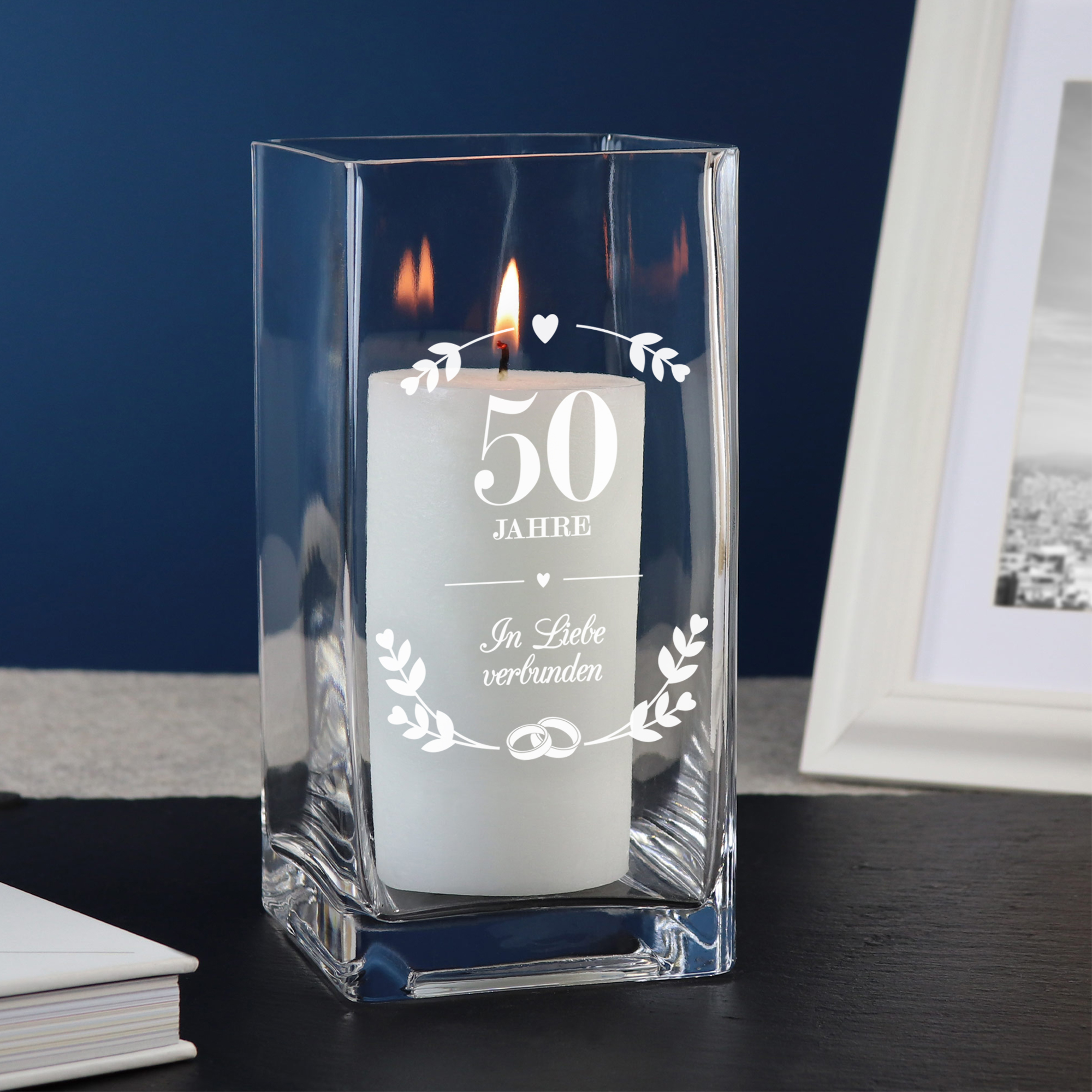 Eckige Vase - Goldene Hochzeit 0006-0019-88-AZ - 2