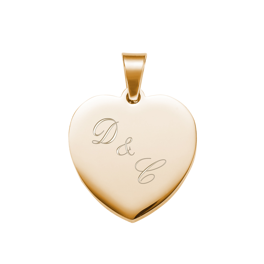 Herzanhänger Gold graviert mit Kette - Initialen 3687 - 2