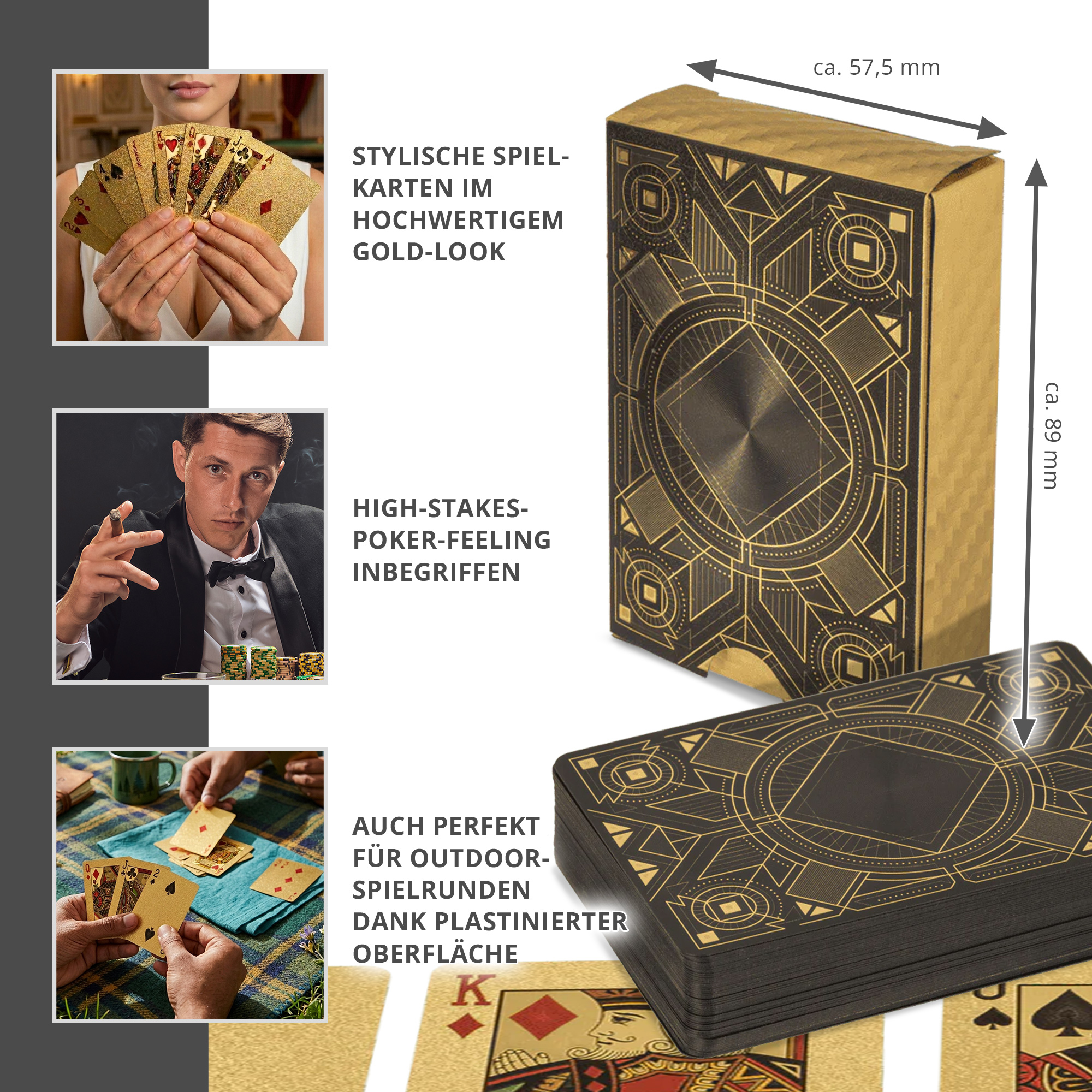 Goldene Spielkarten Deluxe in edler Verpackung