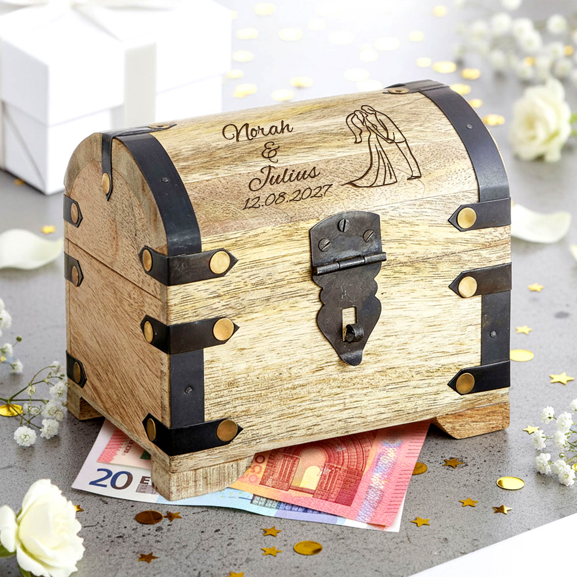 Geld Schatztruhe zur Hochzeit - Silhouette