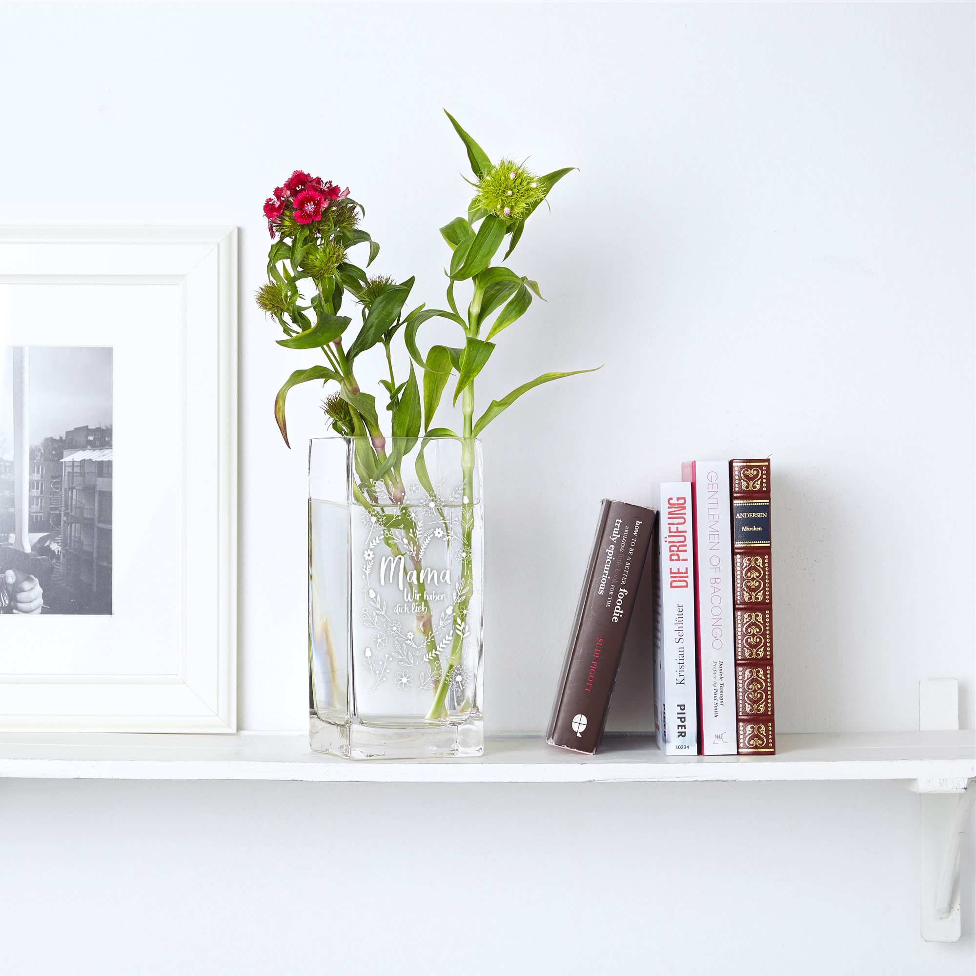 Eckige Vase - Blumenherz für Mama 0006-0019-111-AZ - 2