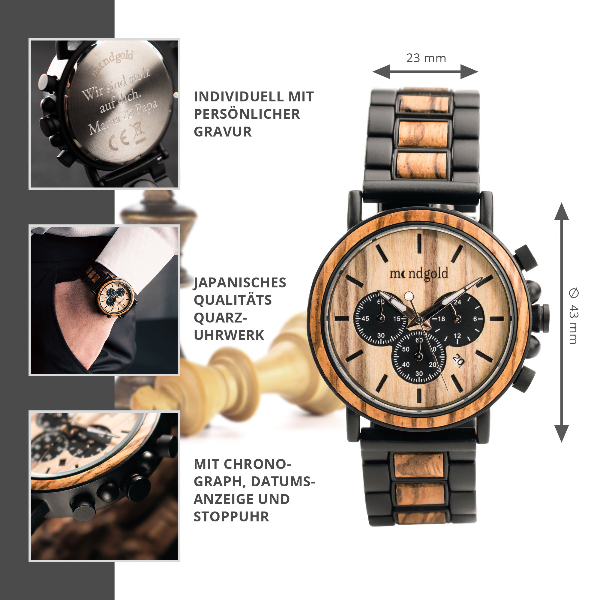 Personalisierte Chronograph Armbanduhr 01-00047-EU-0001 - 1