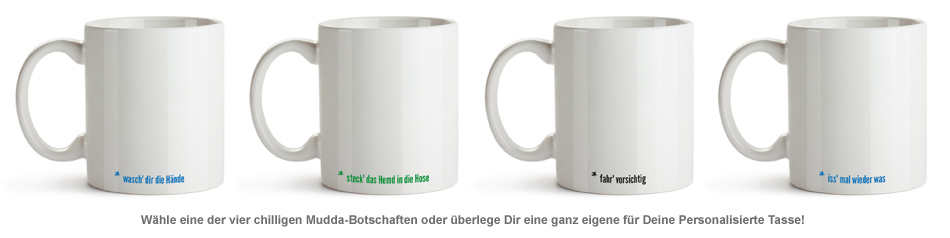 Personalisierte Tasse - Hör auf Deine Mudda 1980 - 2