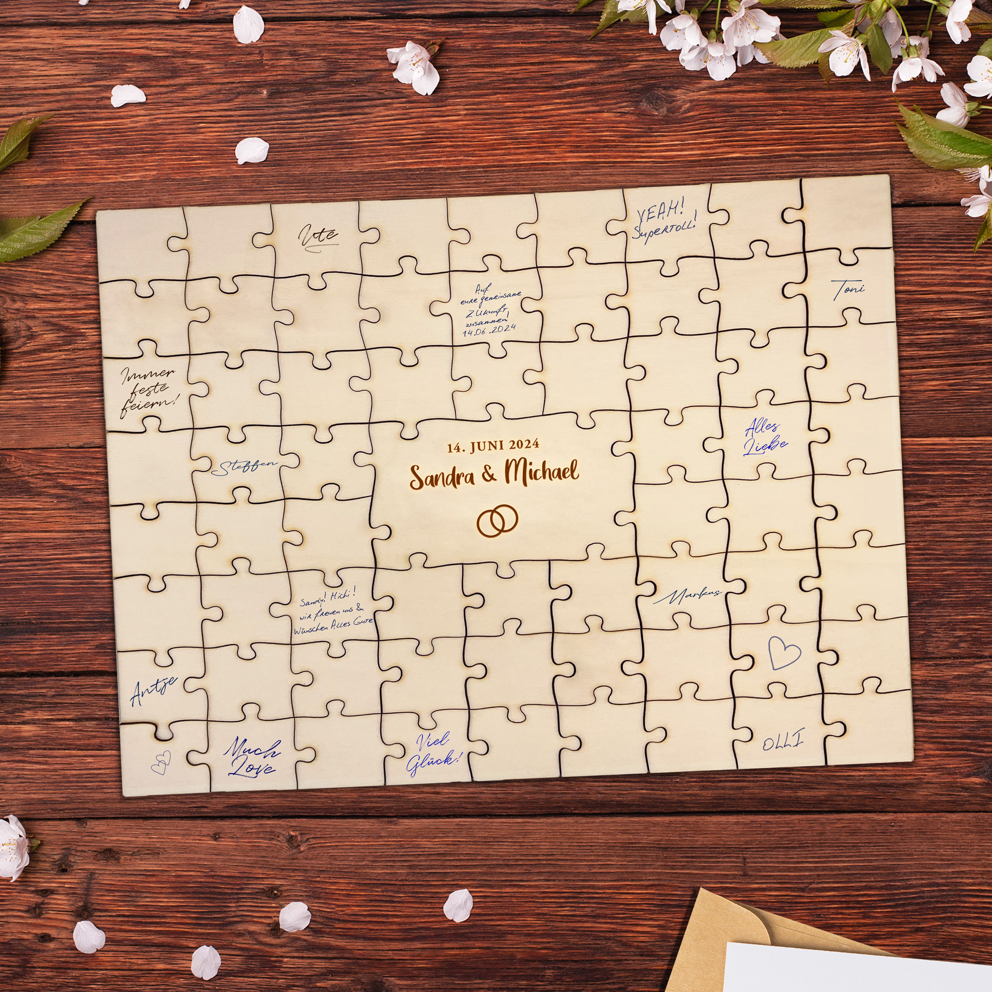 Gästebuch Puzzle - A3 - Hochzeit - Ringe - Personalisiert