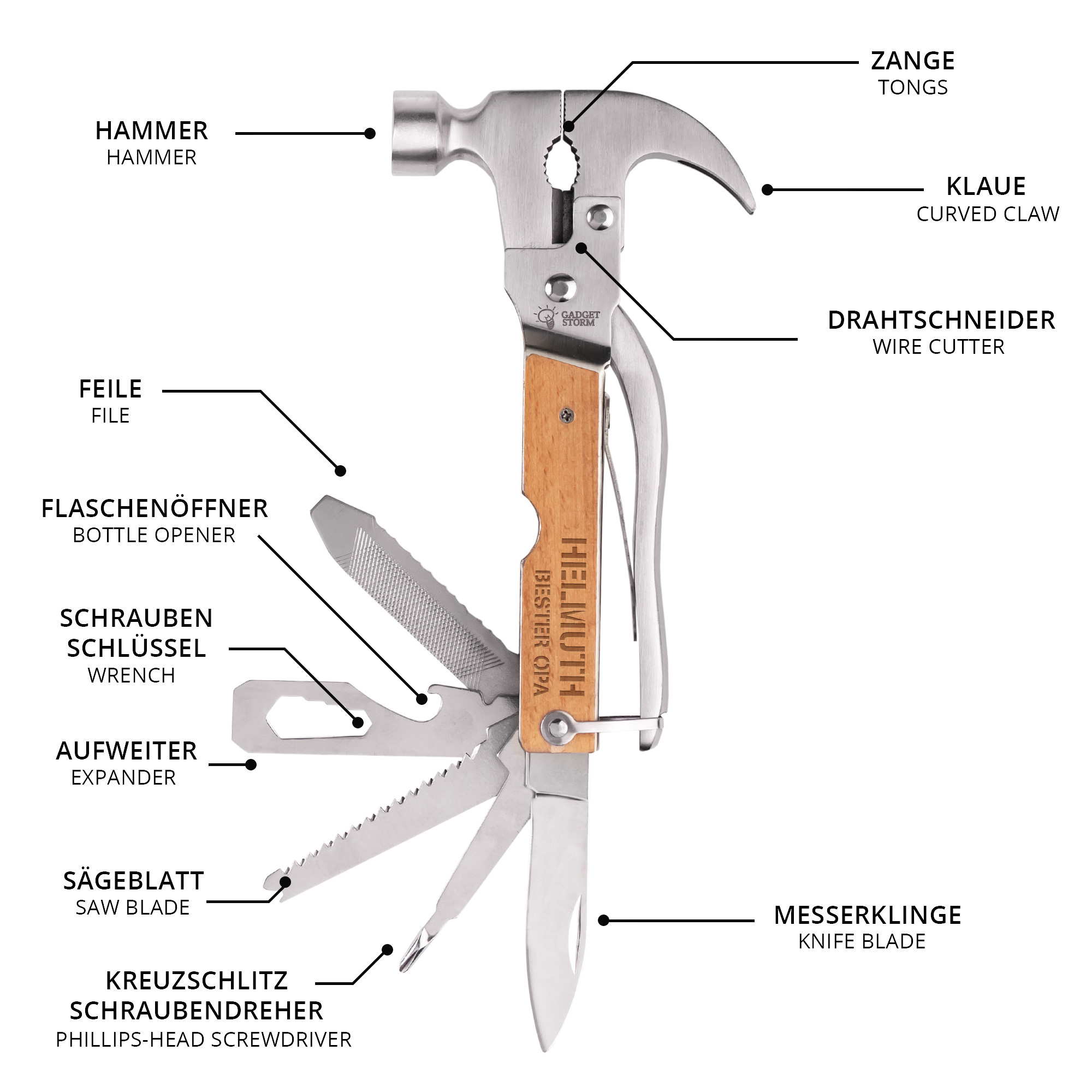 Holz Hammer Multifunktionswerkzeug - Bester Opa