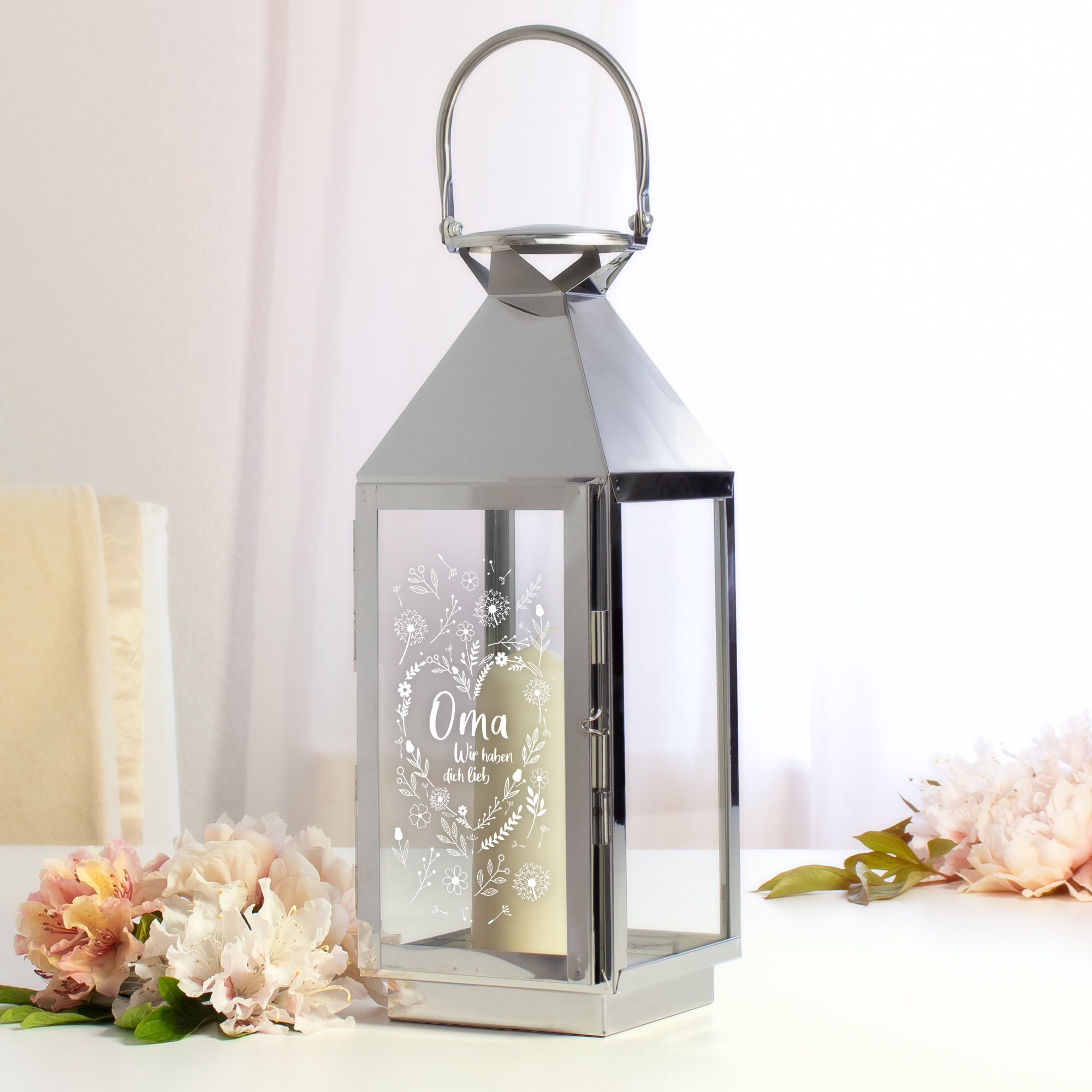 Laterne mit Gravur - Blumenherz für Oma 0003-0001-DE-0005 - 5