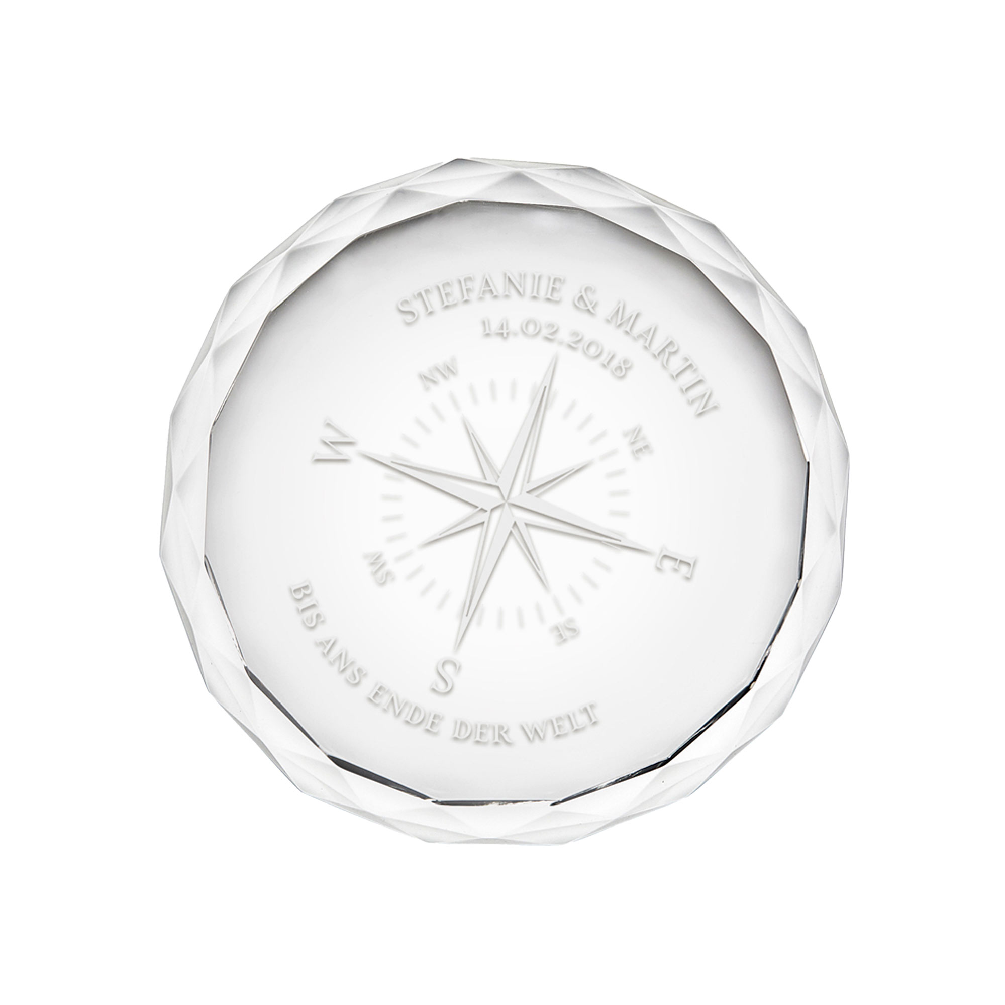 Kristall mit Gravur - Liebeskompass
