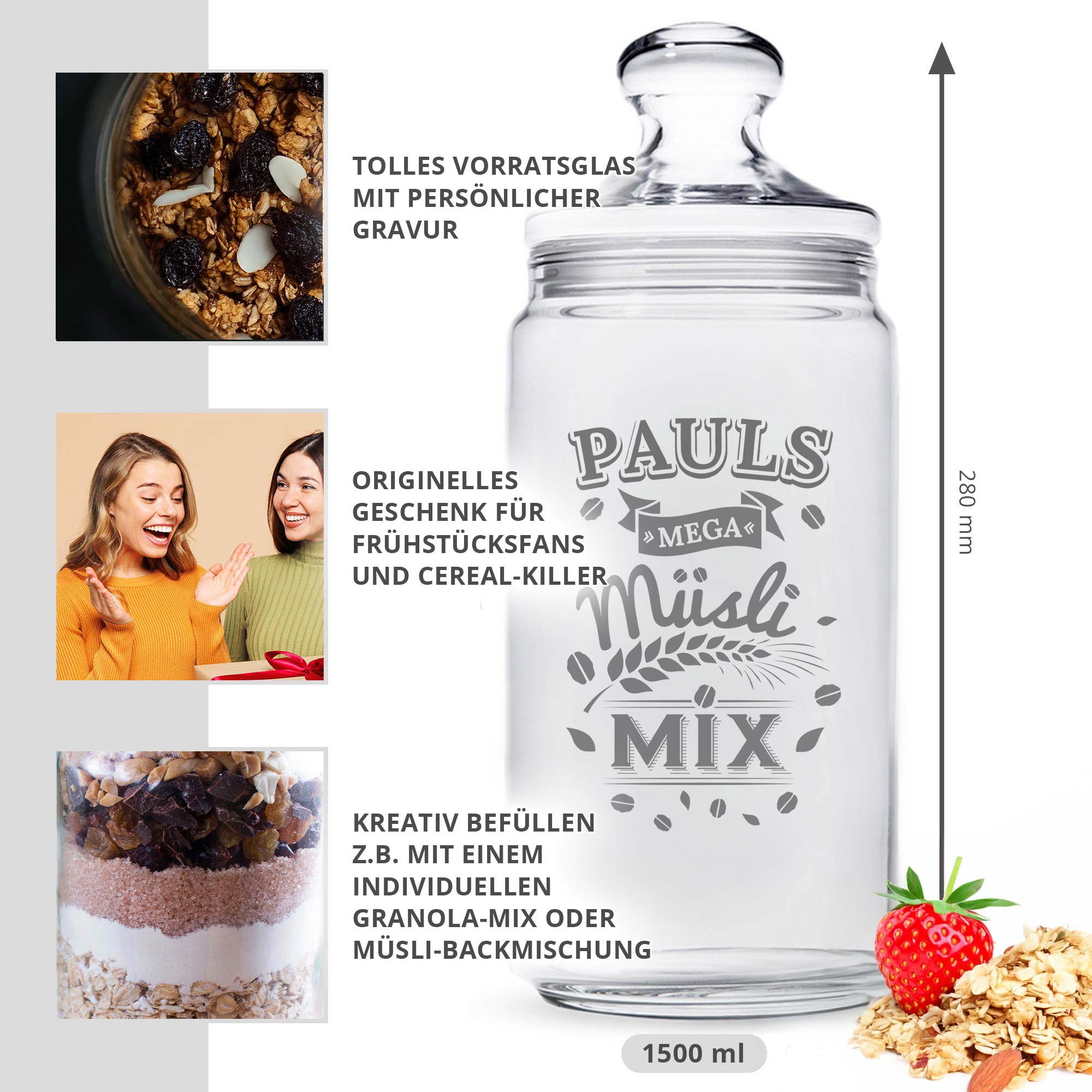 Müsli Vorratsglas mit Gravur