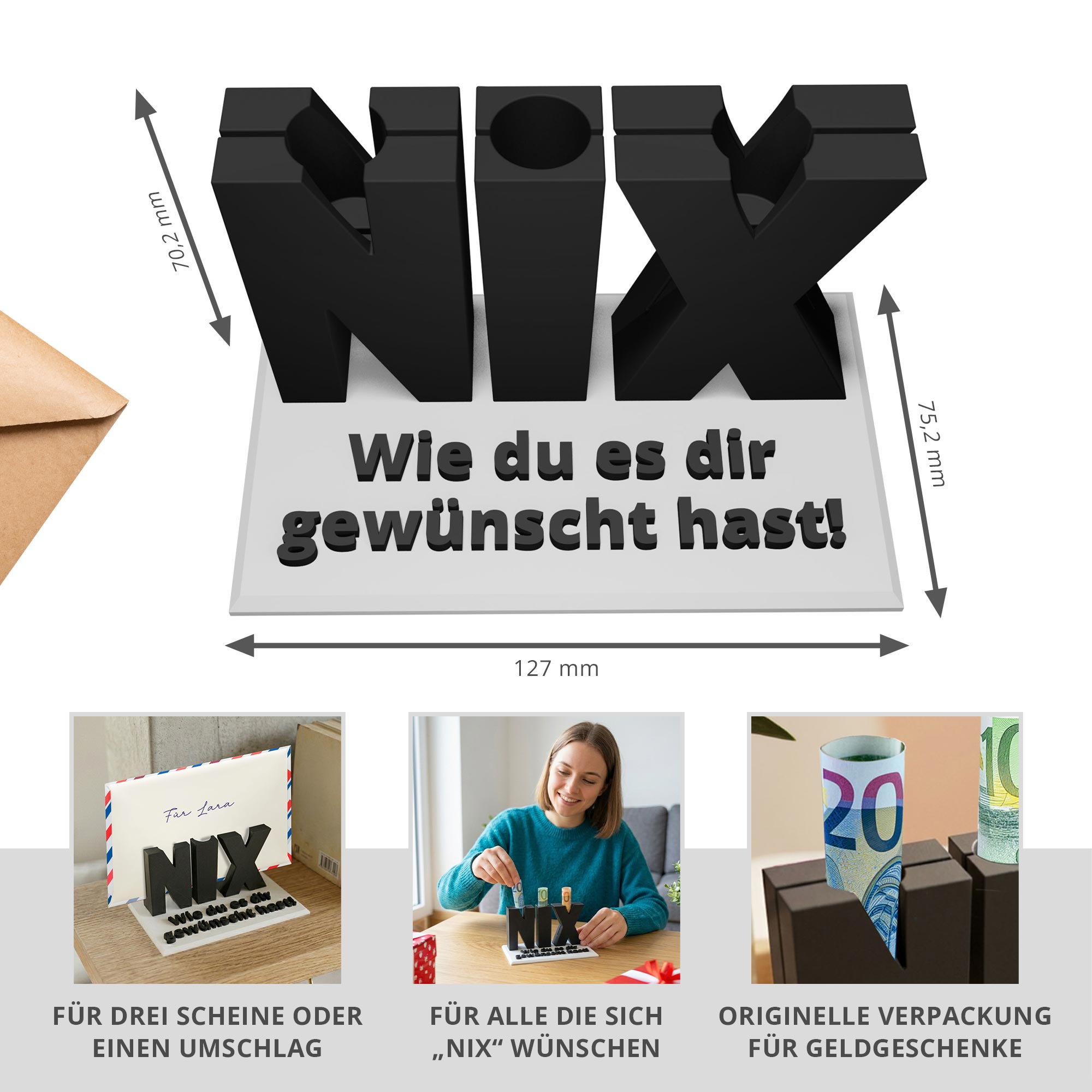 Das Nix Geschenk Schwarz - Geschenkverpackung für Geld & Gutscheine Das Nix Geschenk Schwarz - Geschenkverpackung für Geld & Gutscheine