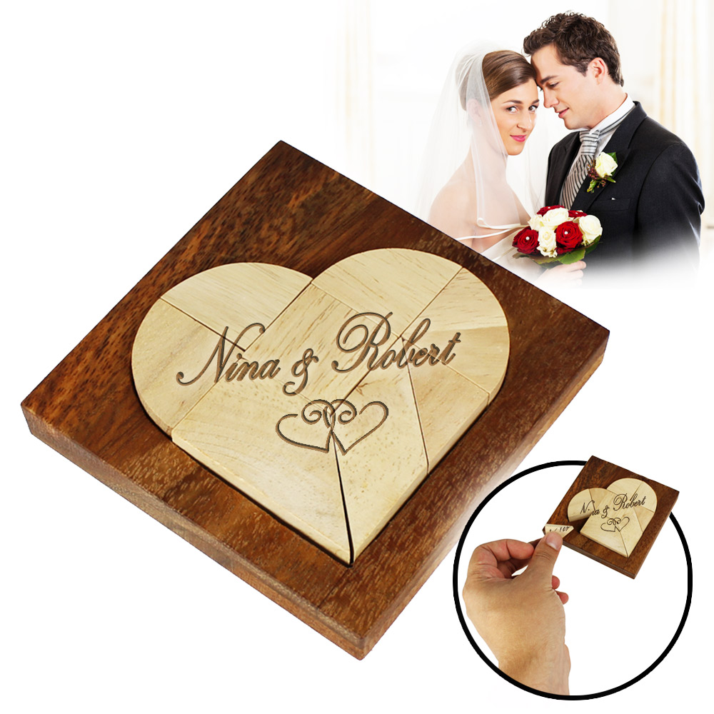 Mini Holz Puzzle - Herz zur Hochzeit 1714