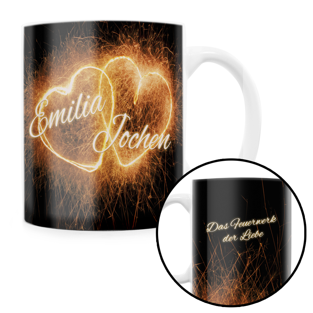 Feuerwerk der Liebe - personalisierte Tasse 1162