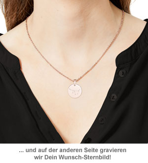 Runder Kettenanhänger Rosegold - Sternbild mit Initiale 3403 - 1