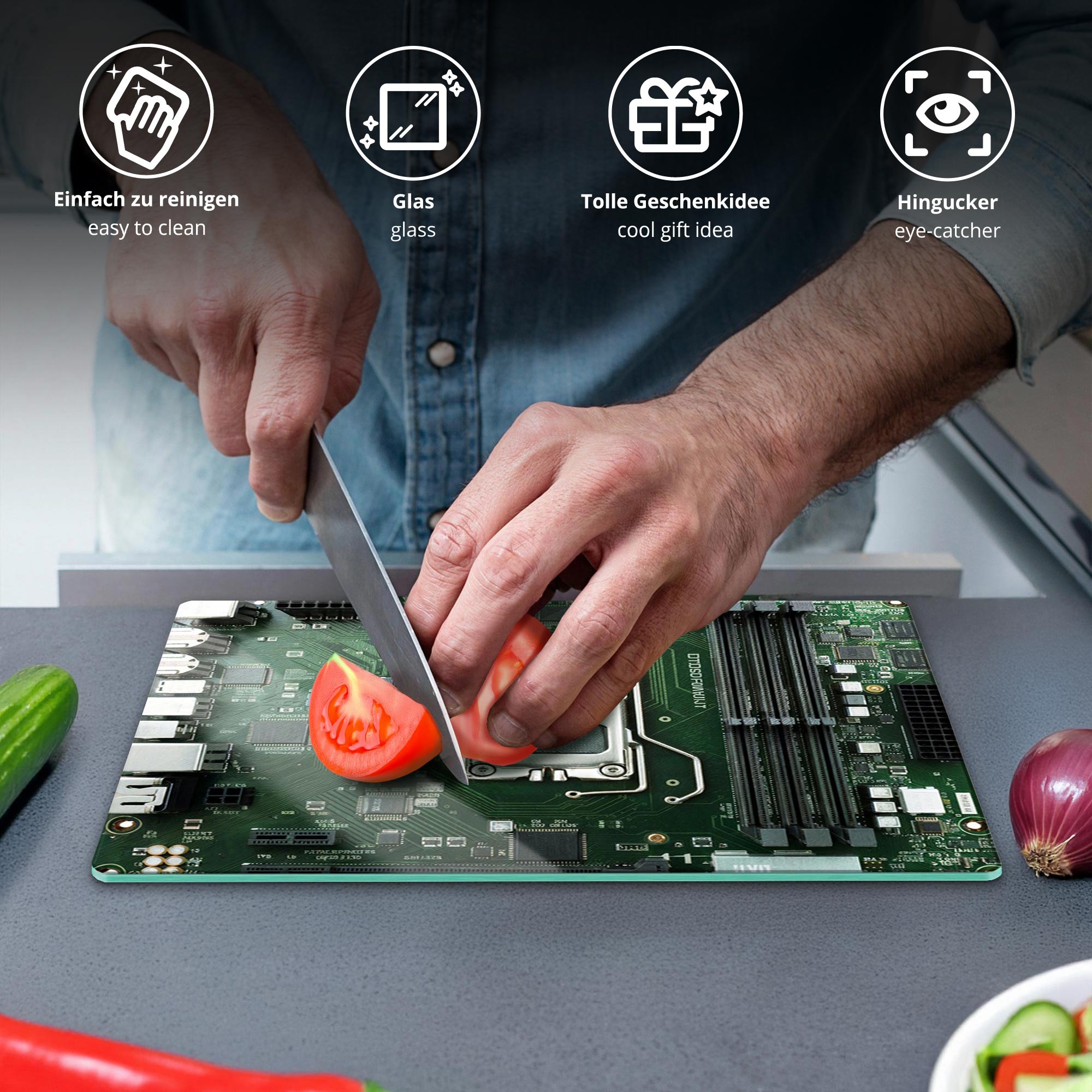 Glas Schneidebrett - Motherboard Glas Schneidebrett - Motherboard
